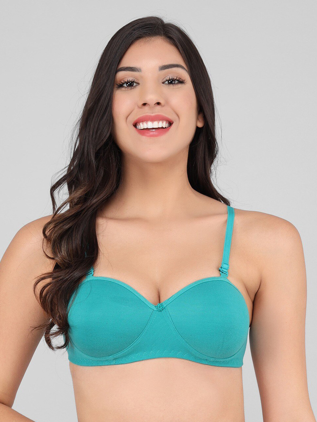 

Imsa Moda All Day Comfort Non-Wired Lightly Padded Seamless Cotton Everyday Bra, Green