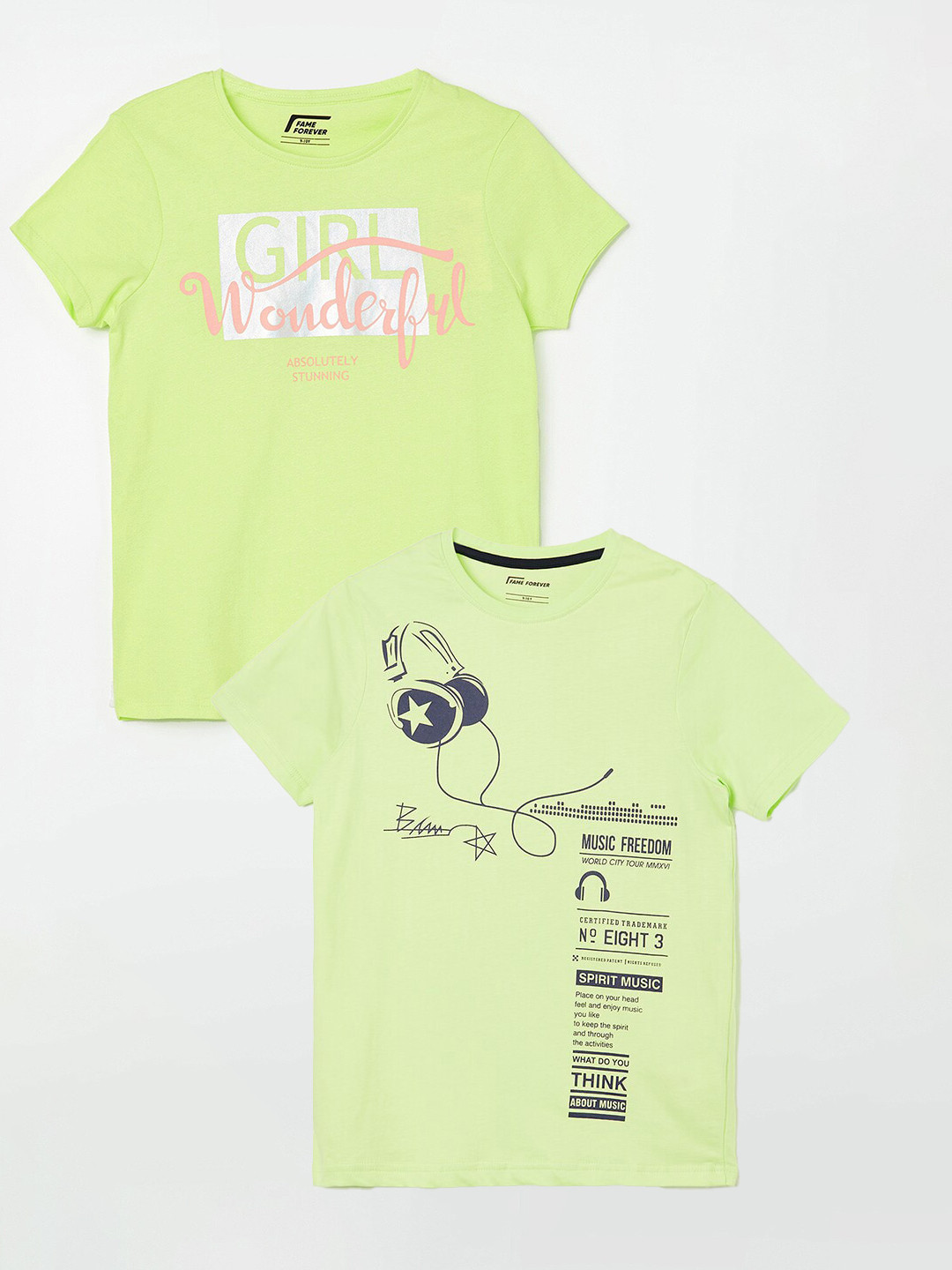 

Fame Forever by Lifestyle Boys Pack Of 2 Printed Pure Cotton T-Shirts, Yellow