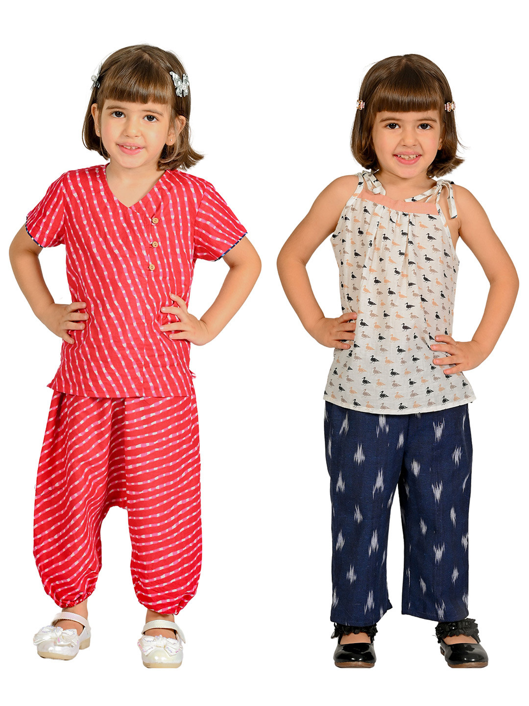 

Tiny Bunnies Girls Pack of 2 Printed Pure Cotton Top with Trousers, Pink