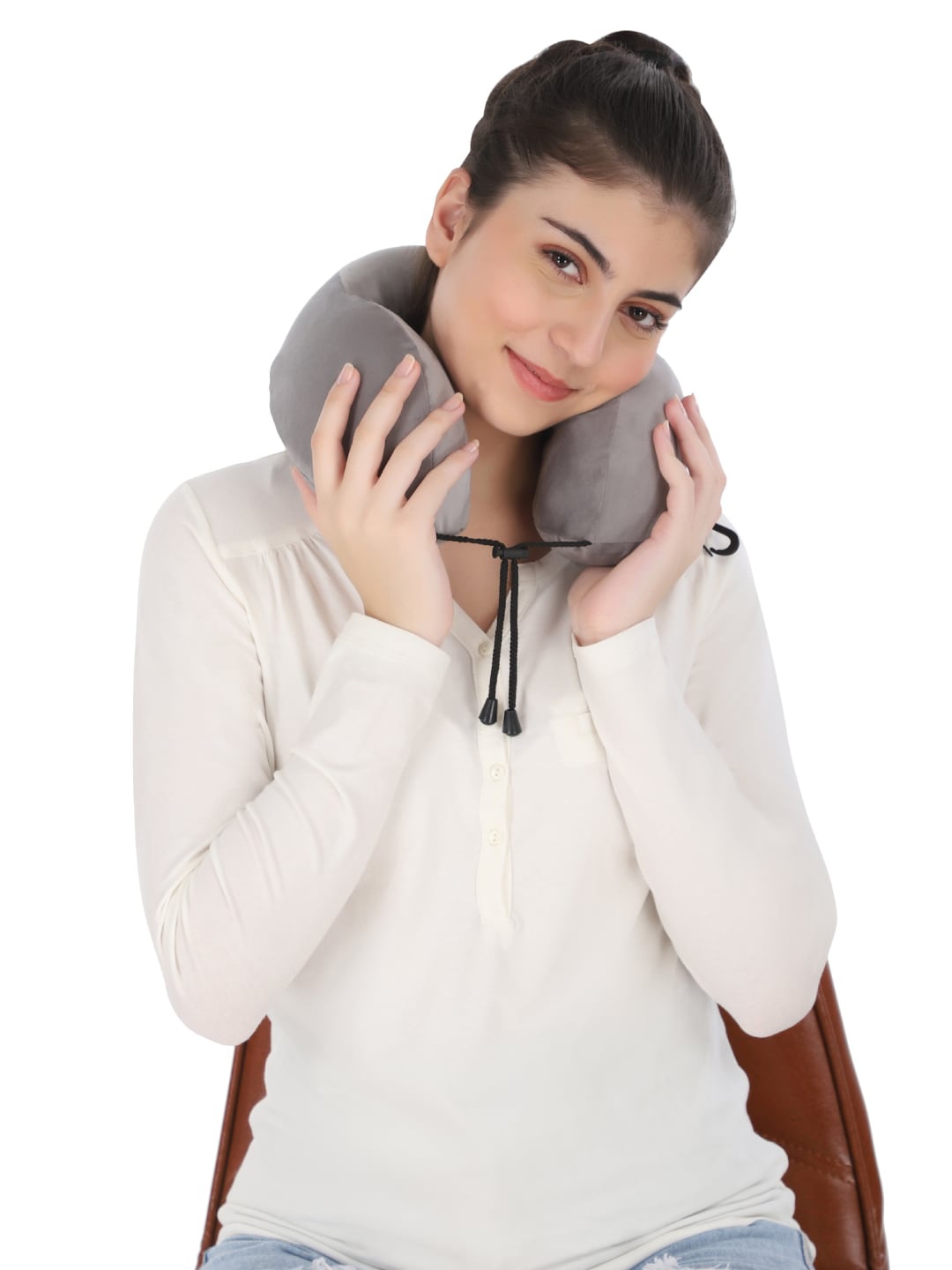 

Herryqeal Memory Foam Travel Neck Pillow, Grey