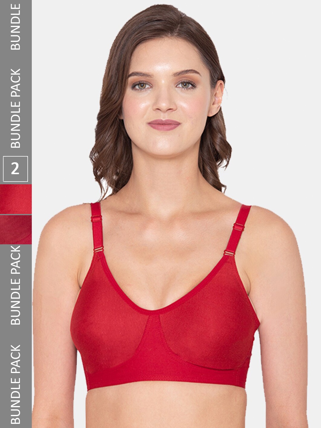 

Souminie Pack Of 2 Full Coverage All Day Comfort Cotton Bra, Red