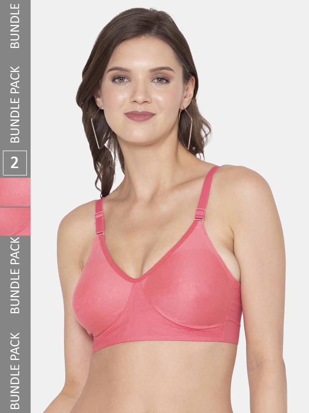 

Souminie Pack Of 2 Full Coverage All Day Comfort Cotton Bra, Coral