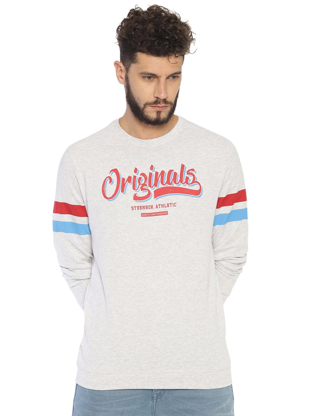 

Steenbok Typography Printed Pure Cotton Sweatshirt, Grey