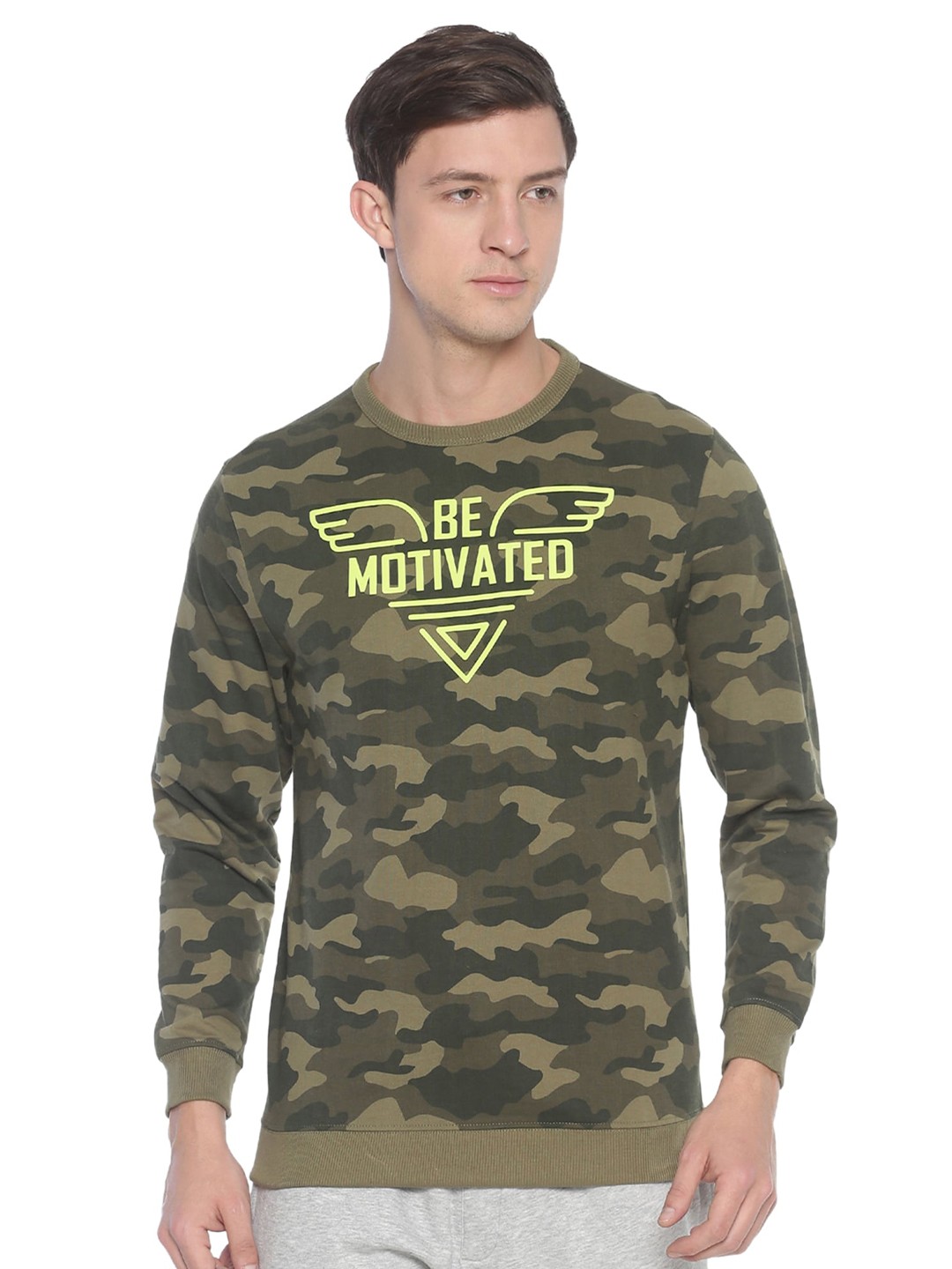 

Steenbok Camouflage Printed Cotton Sweatshirt, Green