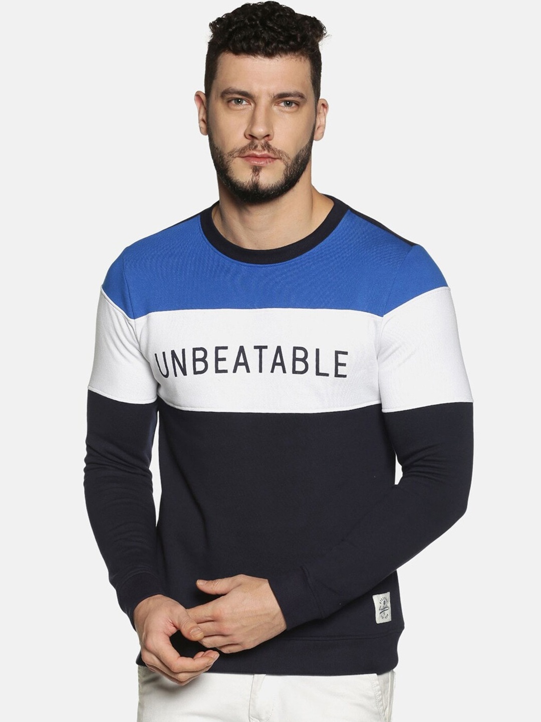 

Steenbok Colourblocked Cotton Sweatshirt, Blue