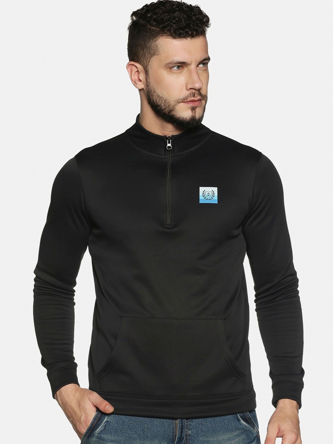

Steenbok High Neck Cotton Sweatshirt, Black