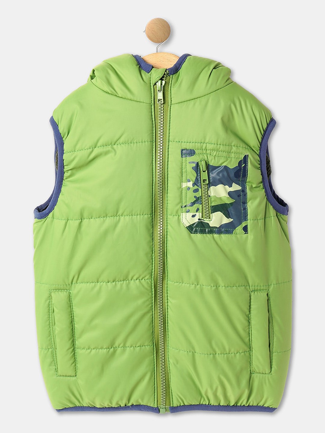 

R&B Boys Sleeveless Hooded Bomber Jacket, Green