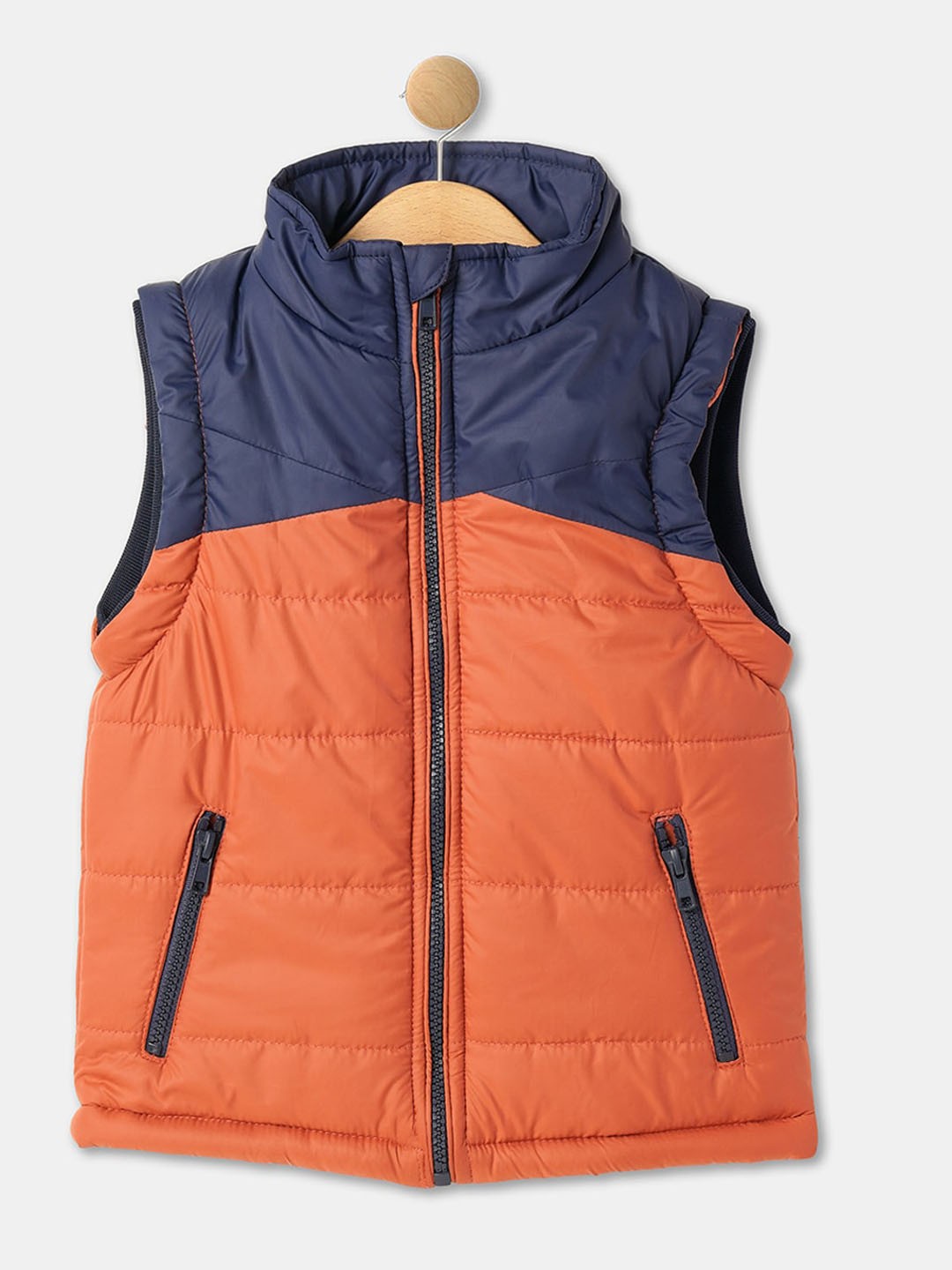 

R&B Boys Colourblocked Sleeveless Padded Jacket, Red