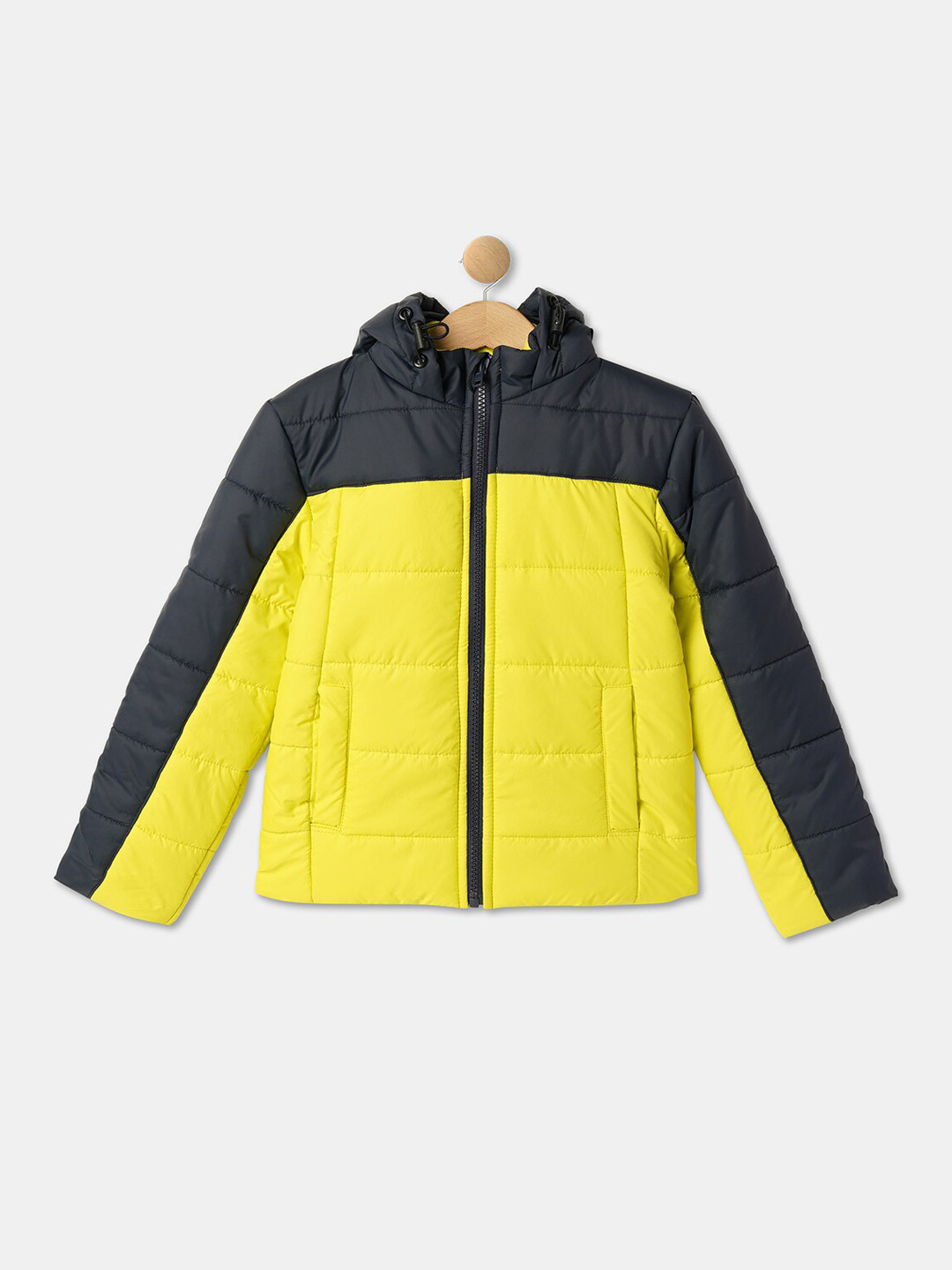 

R&B Boys Colourblocked Long Sleeves Hooded Bomber Jacket, Yellow