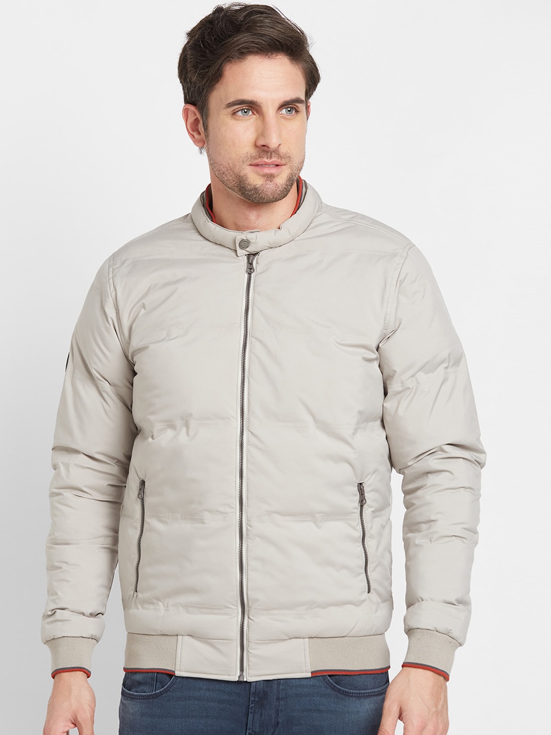 

Being Human Mock Collar Puffer Jacket, Grey