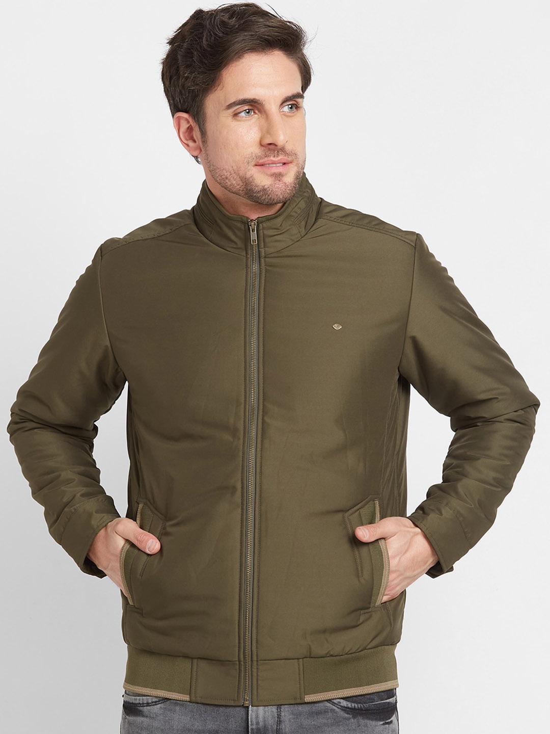 

Being Human Mock Collar Bomber Jacket, Green