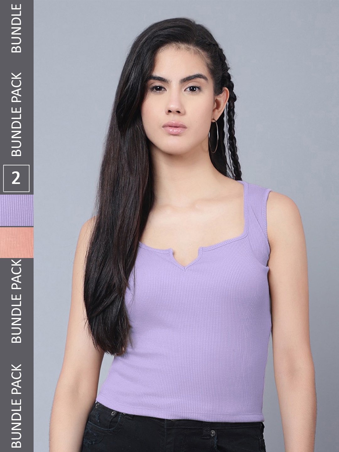 

Boleem Pack Of 2 Shoulder Straps Fitted Top, Lavender