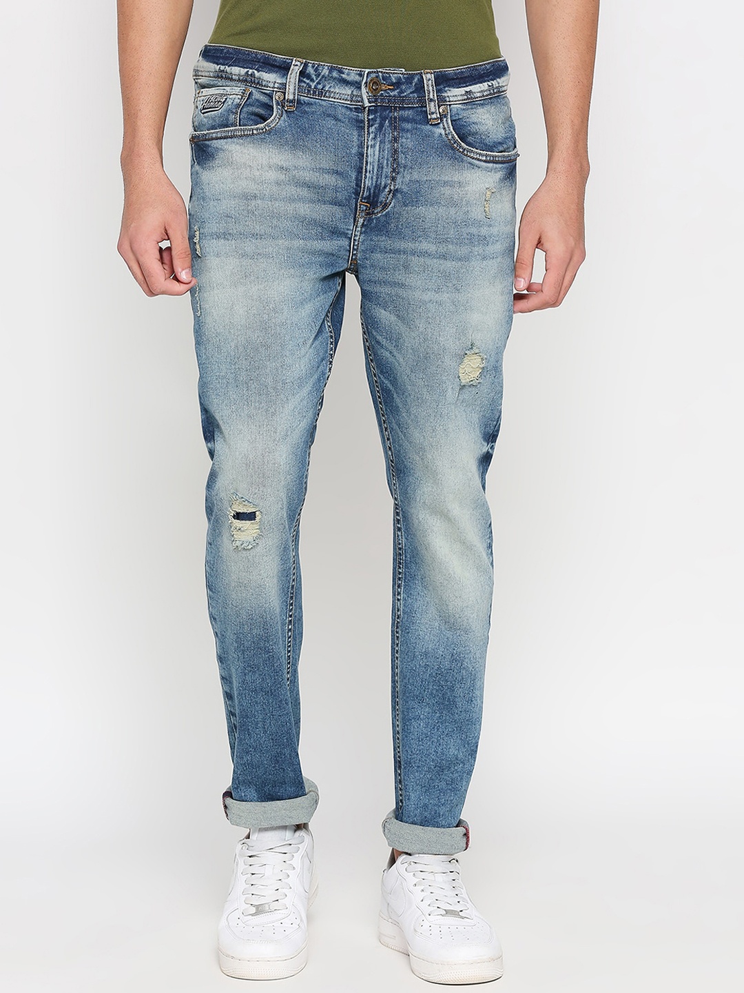 

Being Human Men Slim Fit Mildly Distressed Mid-Rise Heavy Fade Jeans, Blue