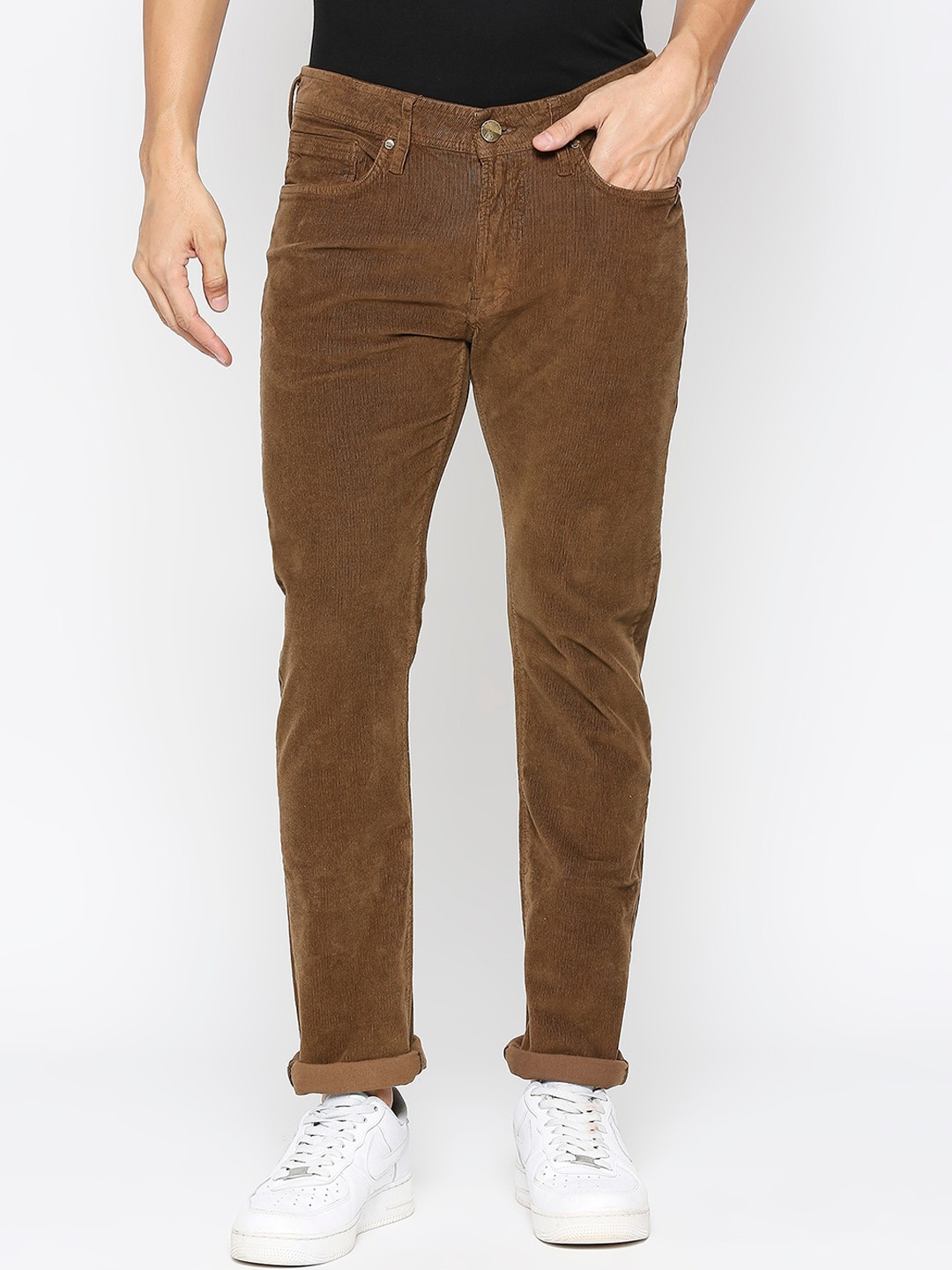 

Being Human Men Striped Clean Look Mid Rise Jeans, Brown