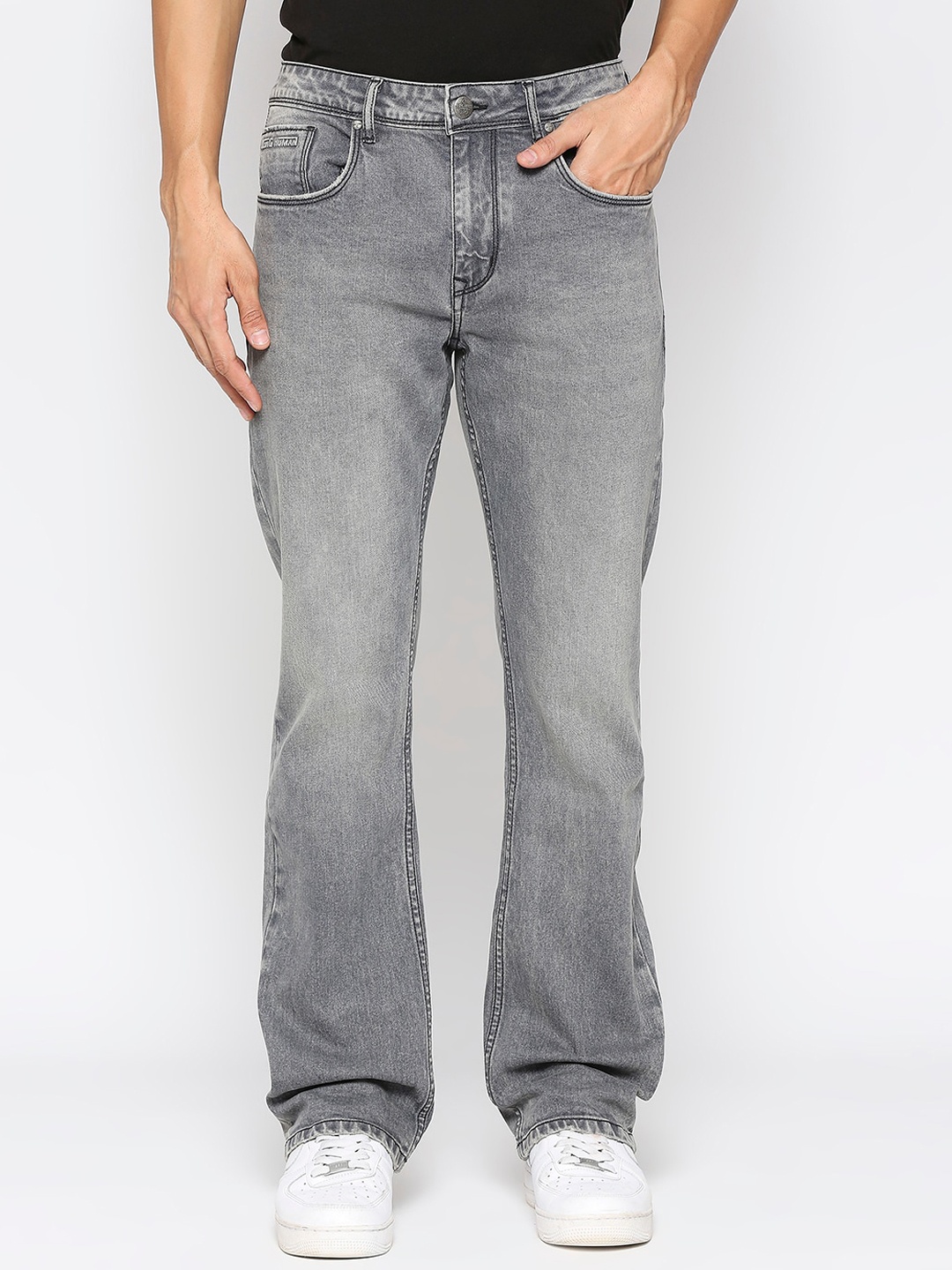 

Being Human Men Clean Look Mid-Rise Heavy Fade Bootcut, Grey