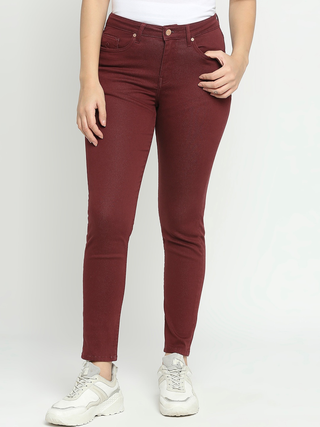 

Being Human Women Mid-Rise Clean Look Skinny Fit Jeans, Red