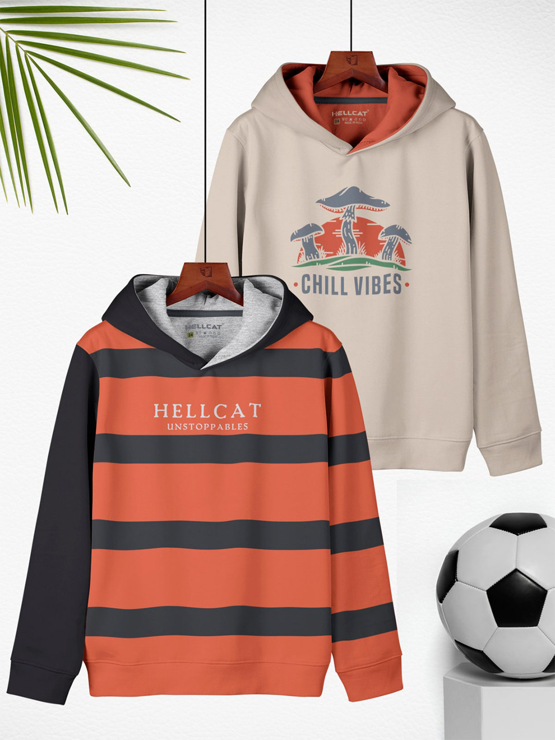 

HELLCAT Girls Pack Of 2 Printed Hooded Sweatshirts, Orange