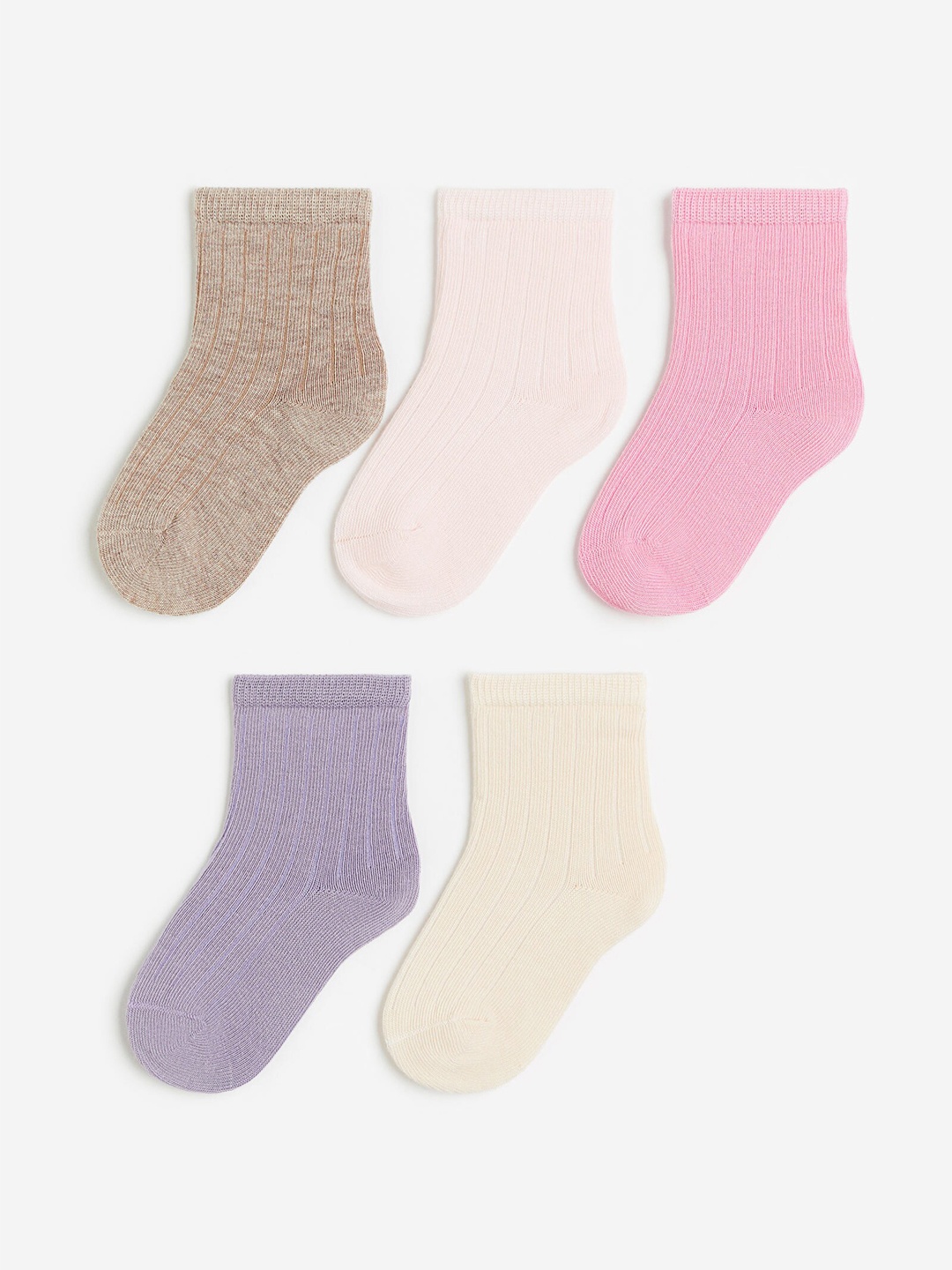 

H&M Boys 5-Pack Textured-Knit Socks, Beige