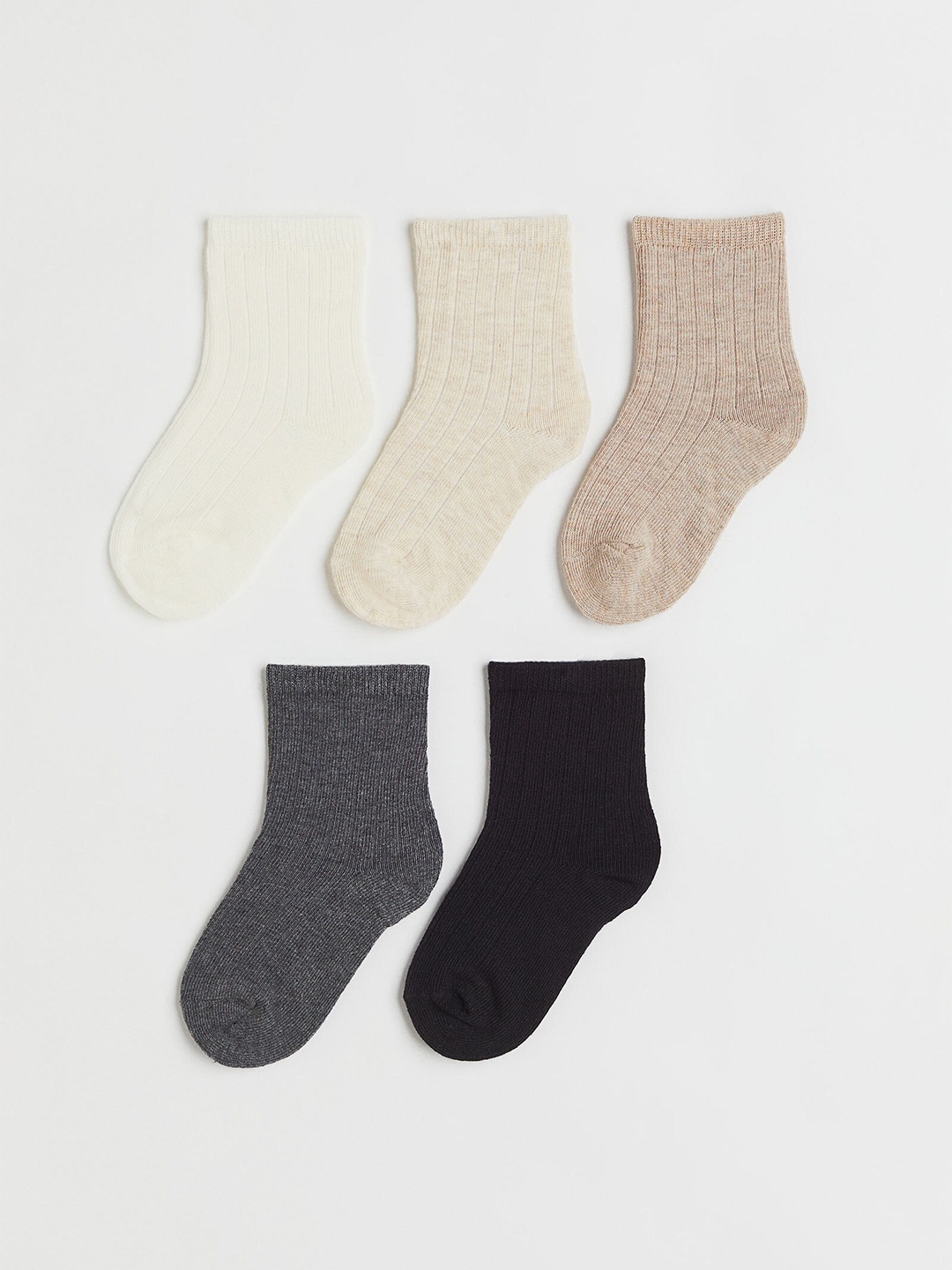 

H&M Boys 5-Pack Textured-Knit Socks, Beige