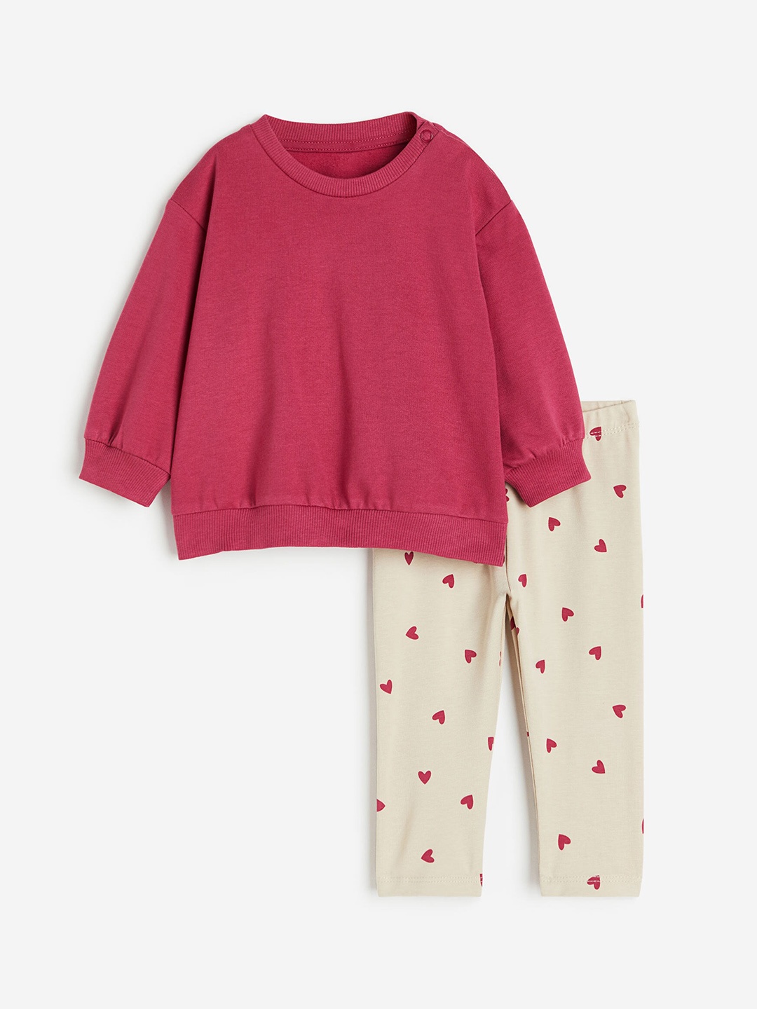 

H&M Girls Sweatshirt & Printed Leggings Set, Pink