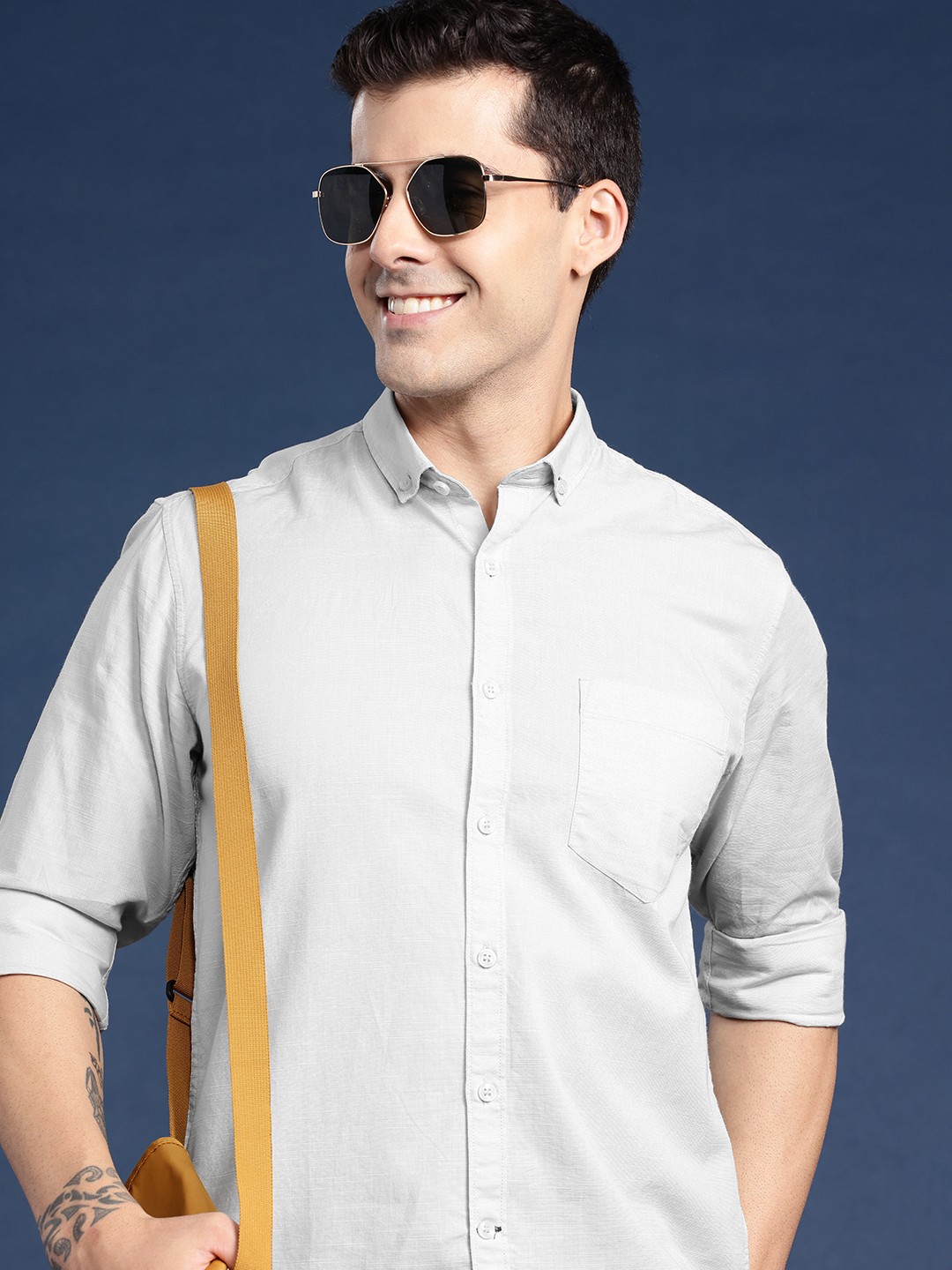 

Mast & Harbour Men Standard Opaque Solid Casual Shirt, Grey