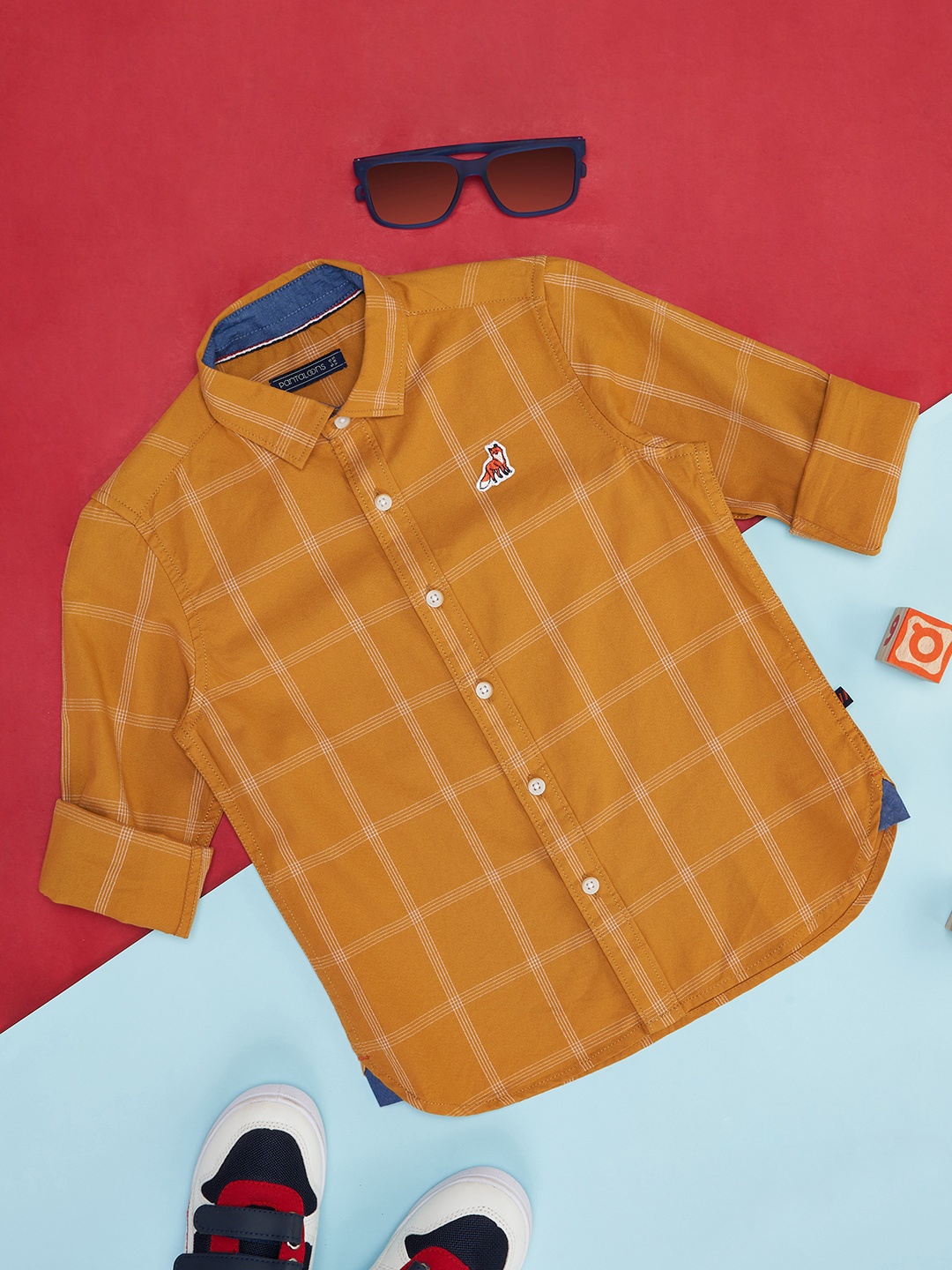 

Pantaloons Junior Boys Checked Casual Cotton Shirt, Mustard