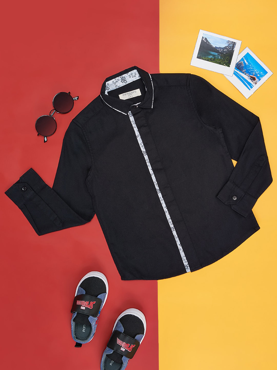 

Pantaloons Junior Boys Contrast Placket Casual Cotton Shirt, Black