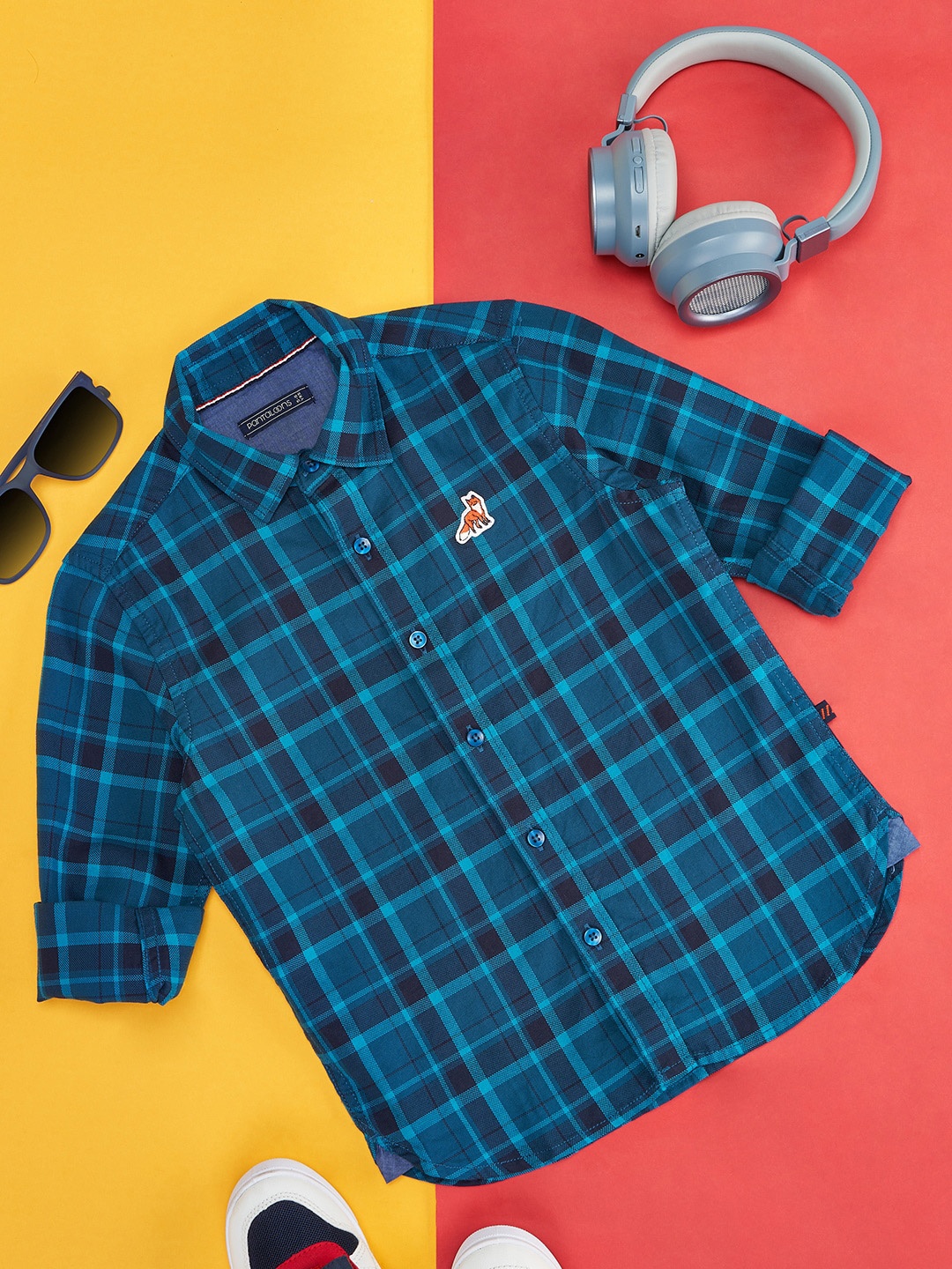 

Pantaloons Junior Boys Tartan Checks Cotton Casual Shirt, Teal