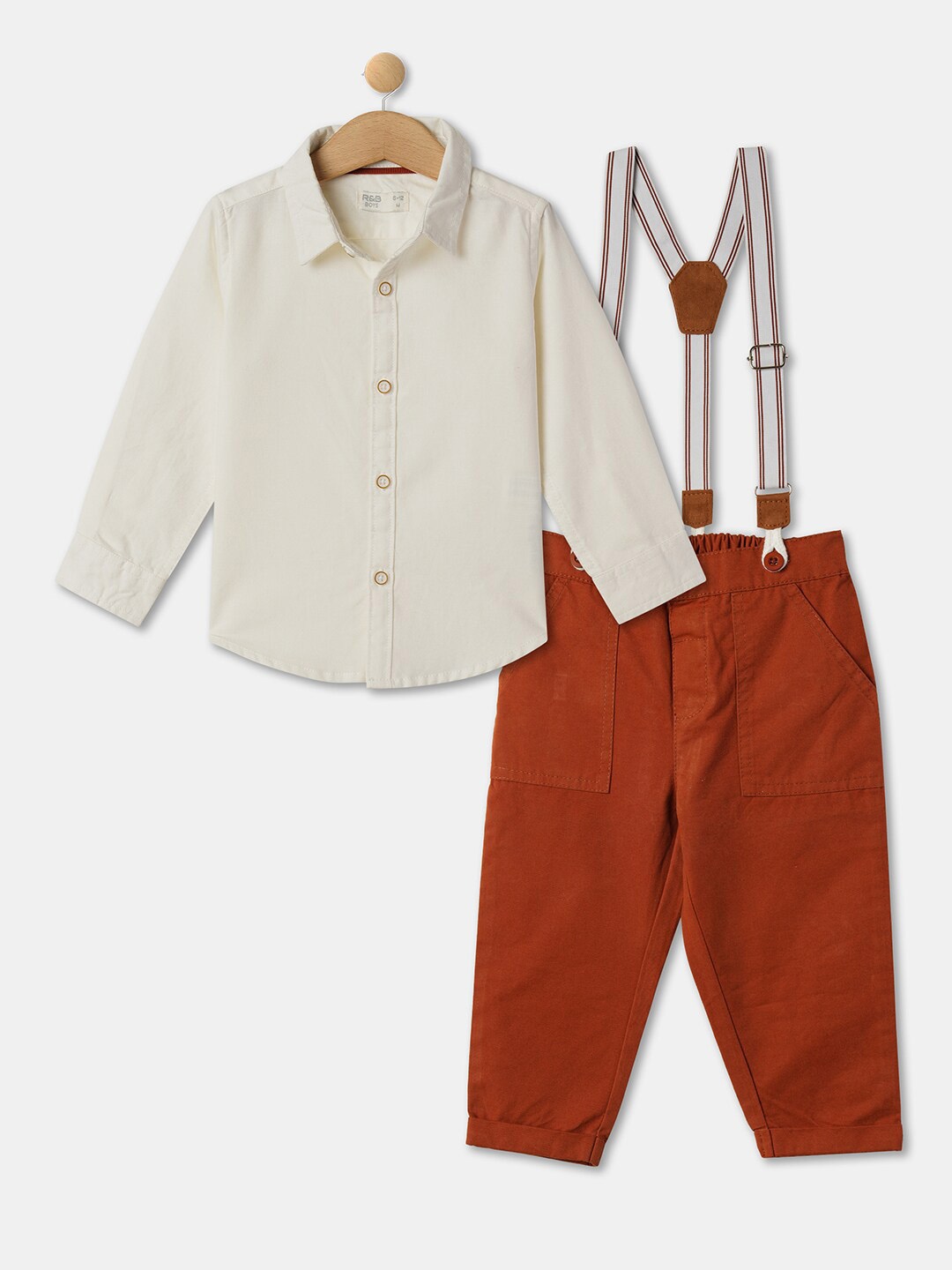 

R&B Boys Pure Cotton Shirt with Trousers, White