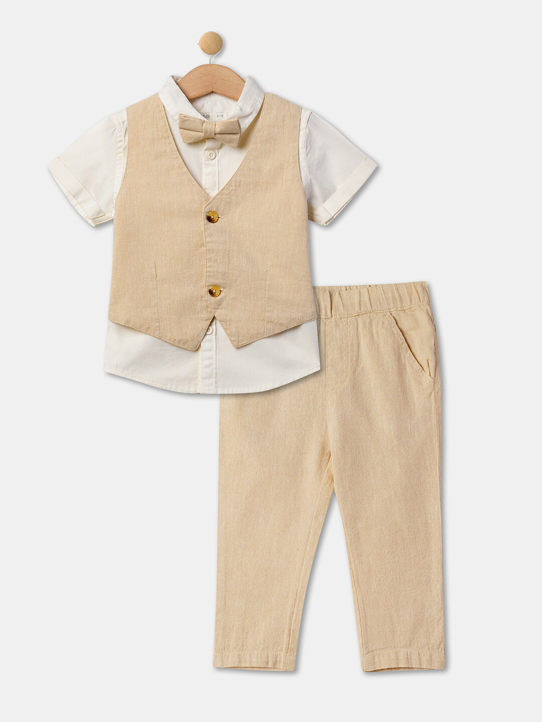 

R&B Infants Boys 3 Pieces Cotton Single-Breasted Suits, White
