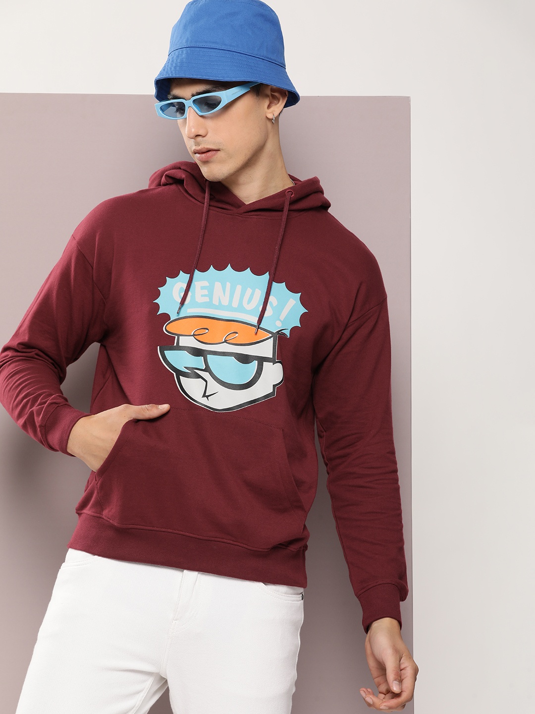 

Kook N Keech Men Dexter Print Hooded Sweatshirt, Maroon