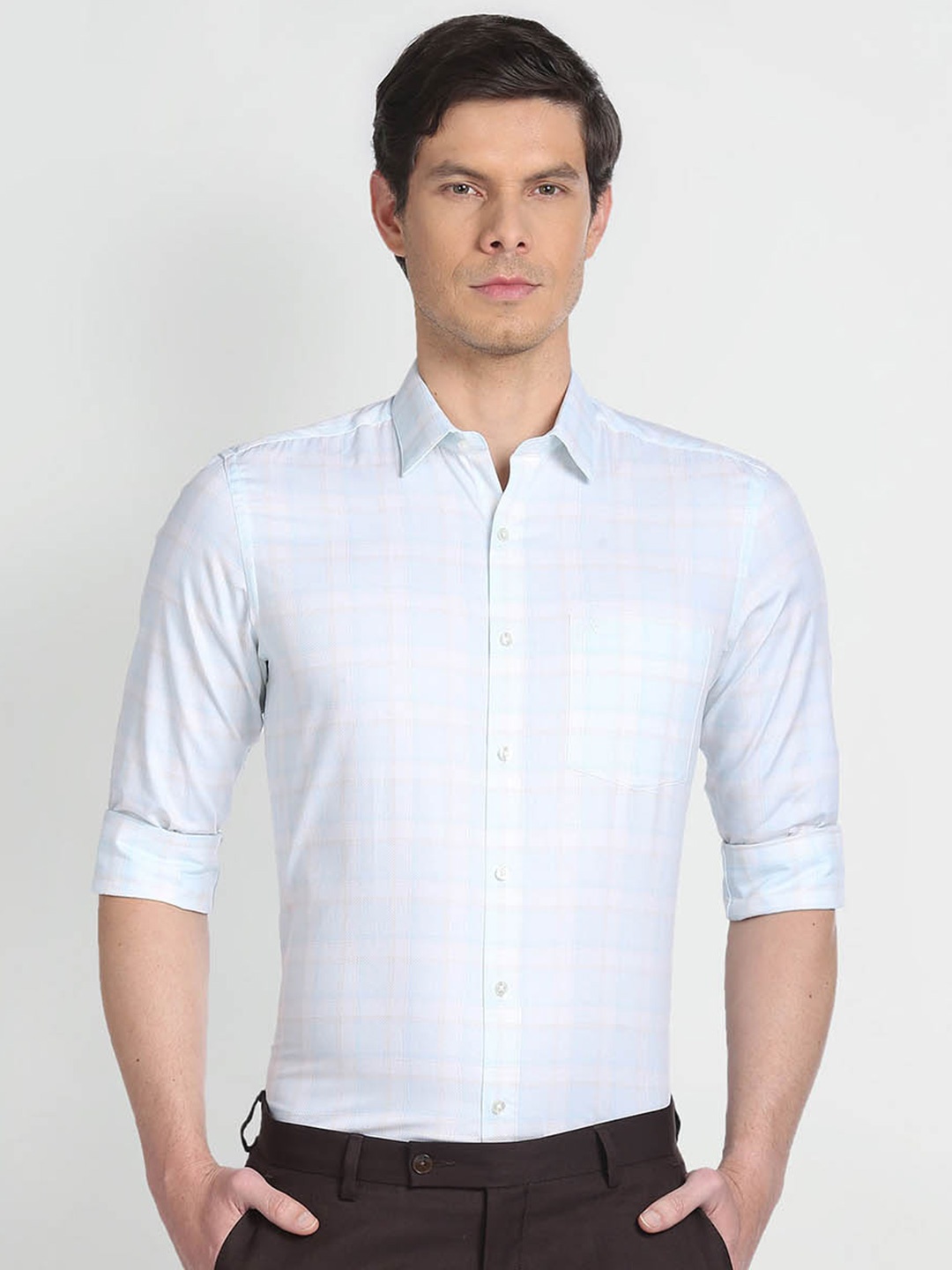 

Arrow Checked Opaque Regular Fit Cotton Formal Shirt, Blue