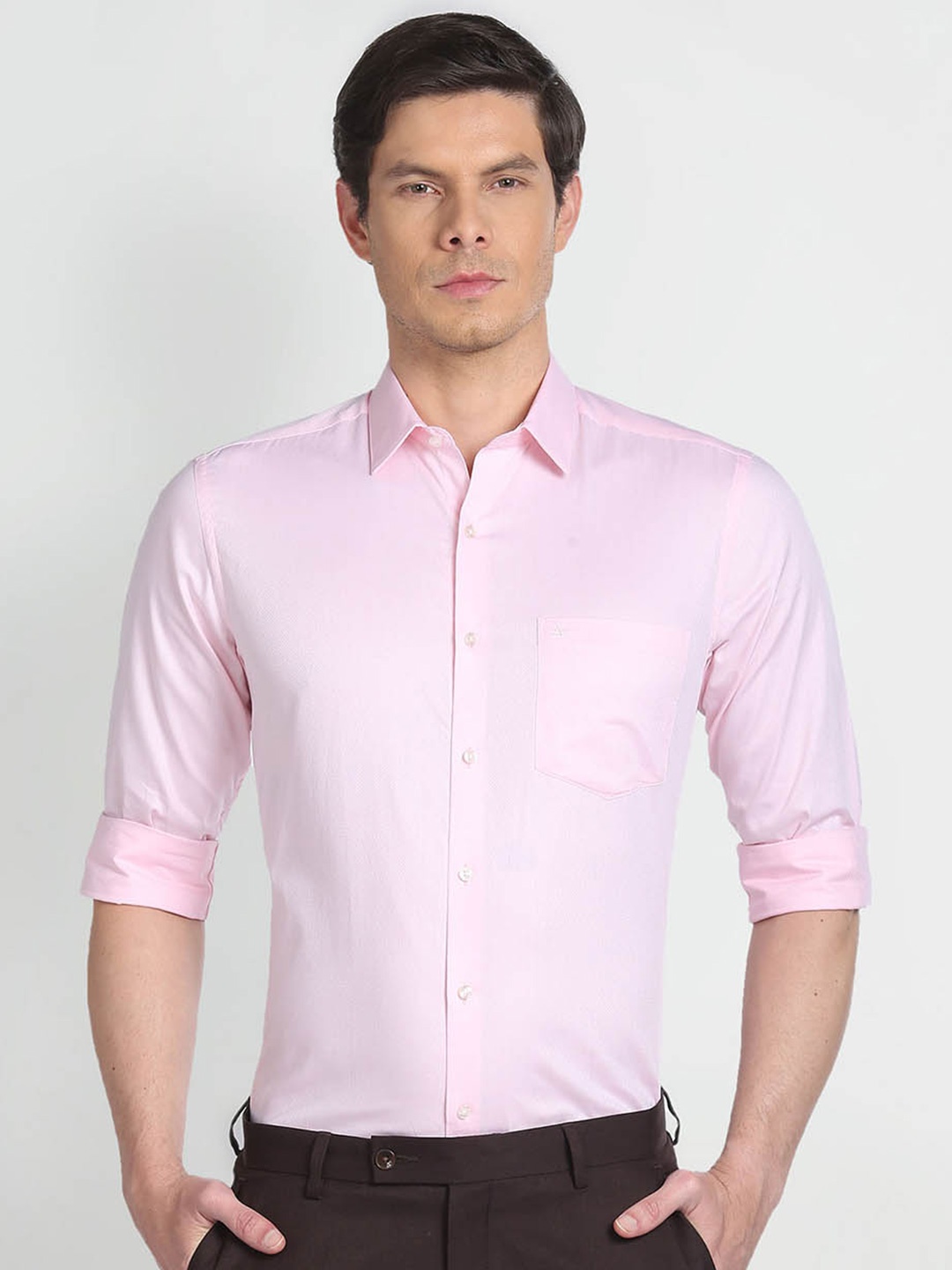 

Arrow Ethnic Motifs Self Design Cotton Formal Shirt, Pink