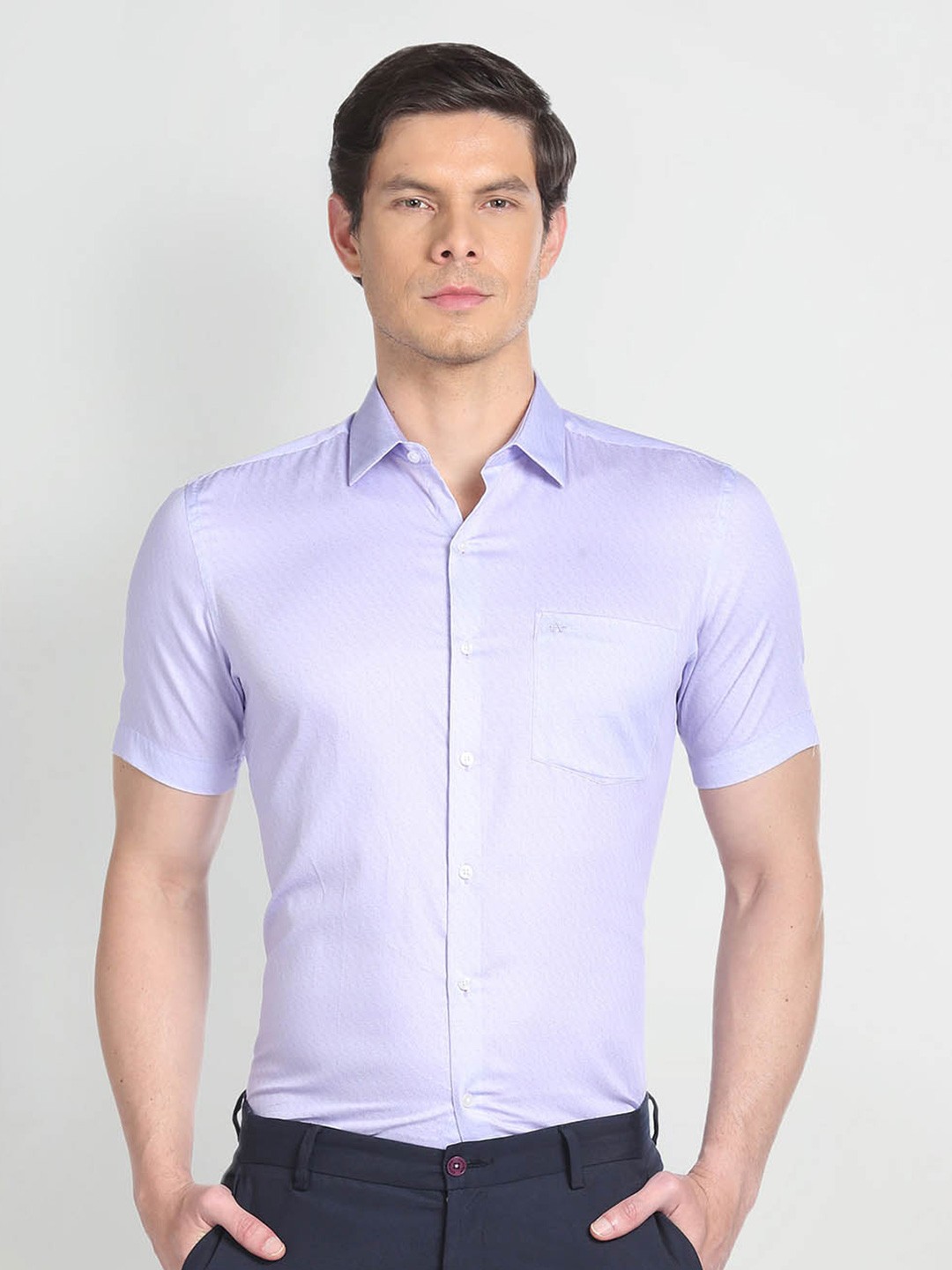 

Arrow Geometric Printed Cotton Formal Shirt, Purple