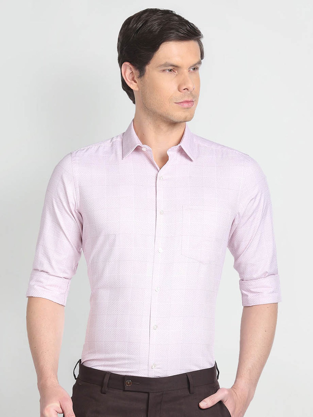 

Arrow Self Design Pure Cotton Formal Shirt, Pink