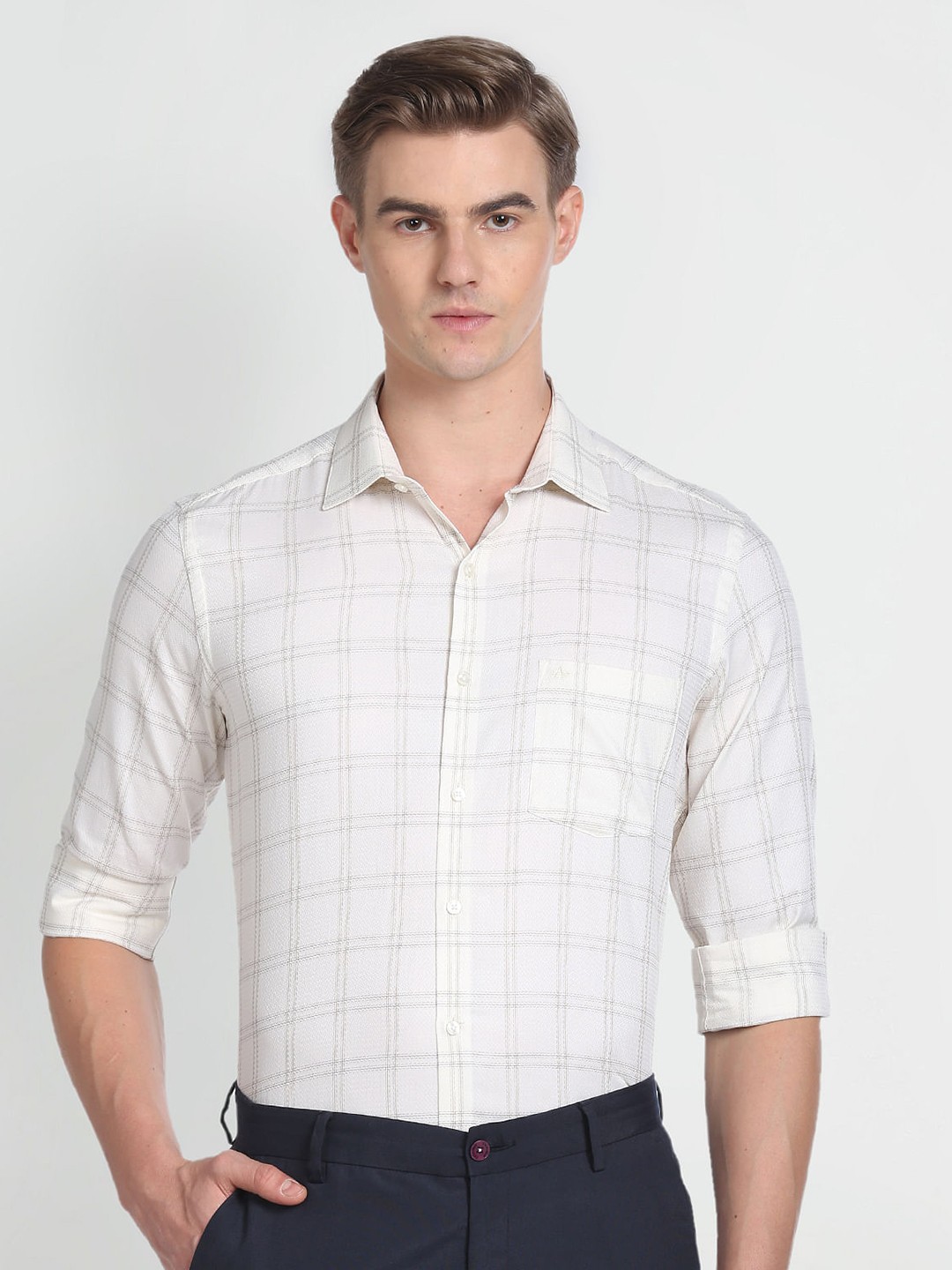 

Arrow Tartan Checks Opaque Formal Shirt, Yellow