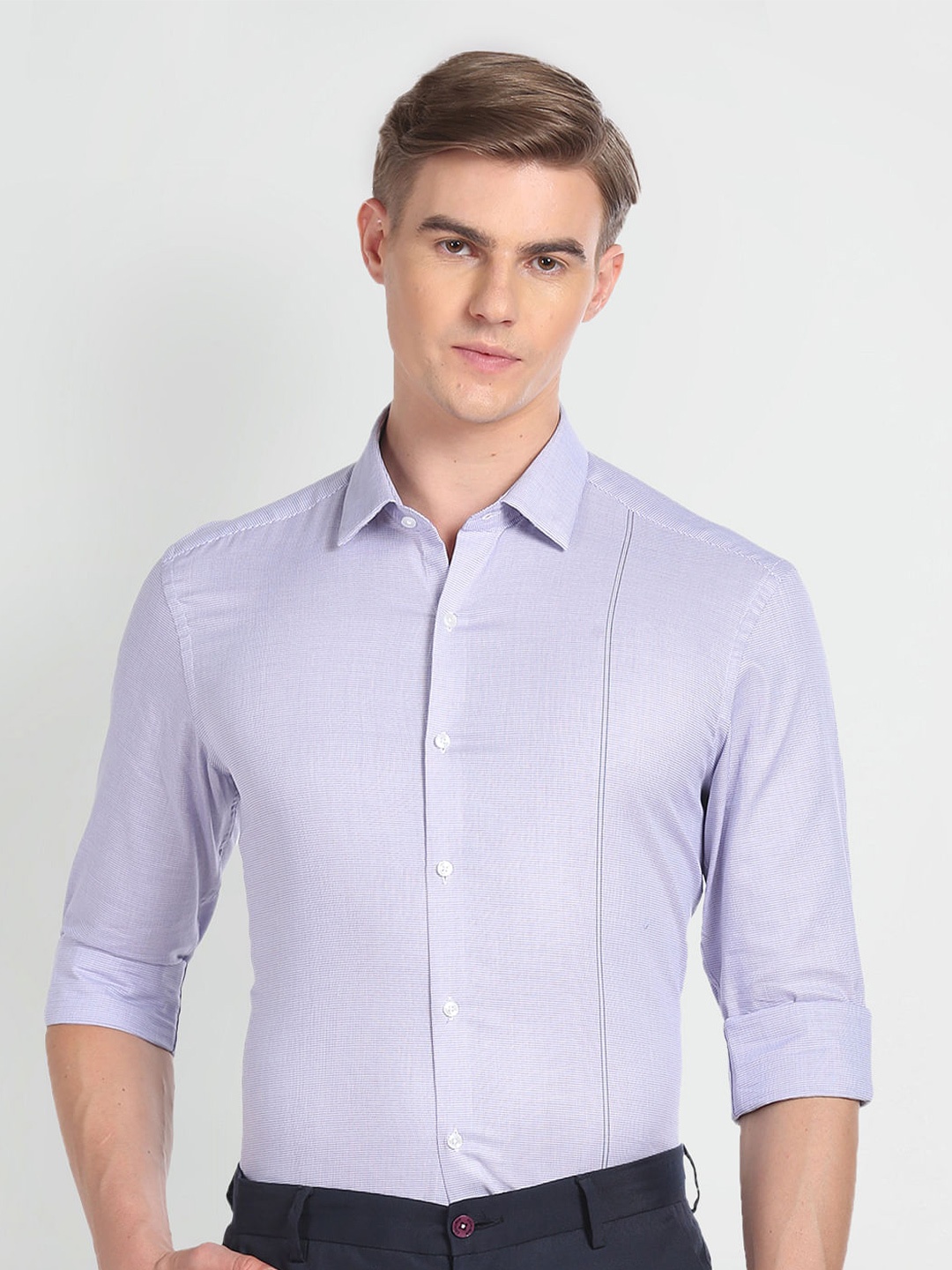 

Arrow Micro Checked Slim Fit Formal Shirt, Purple