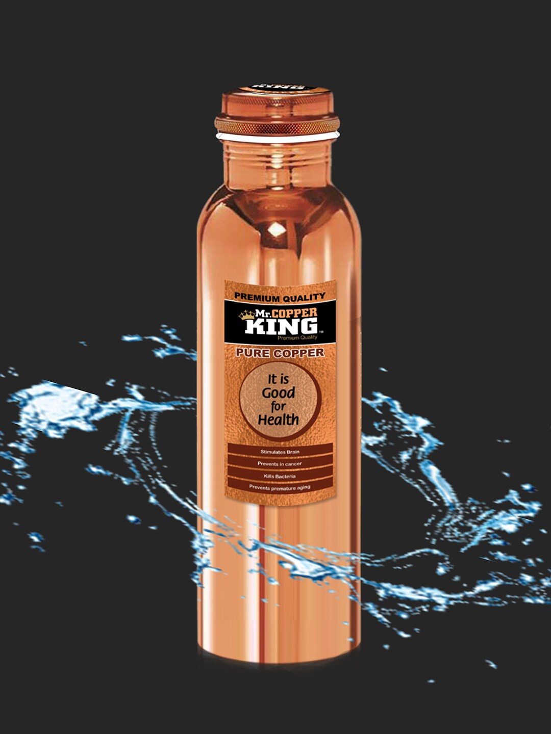 

MR. COPPER KING CU AQUA Orange-Coloured 12 Pieces Water Bottles-950 ml Each