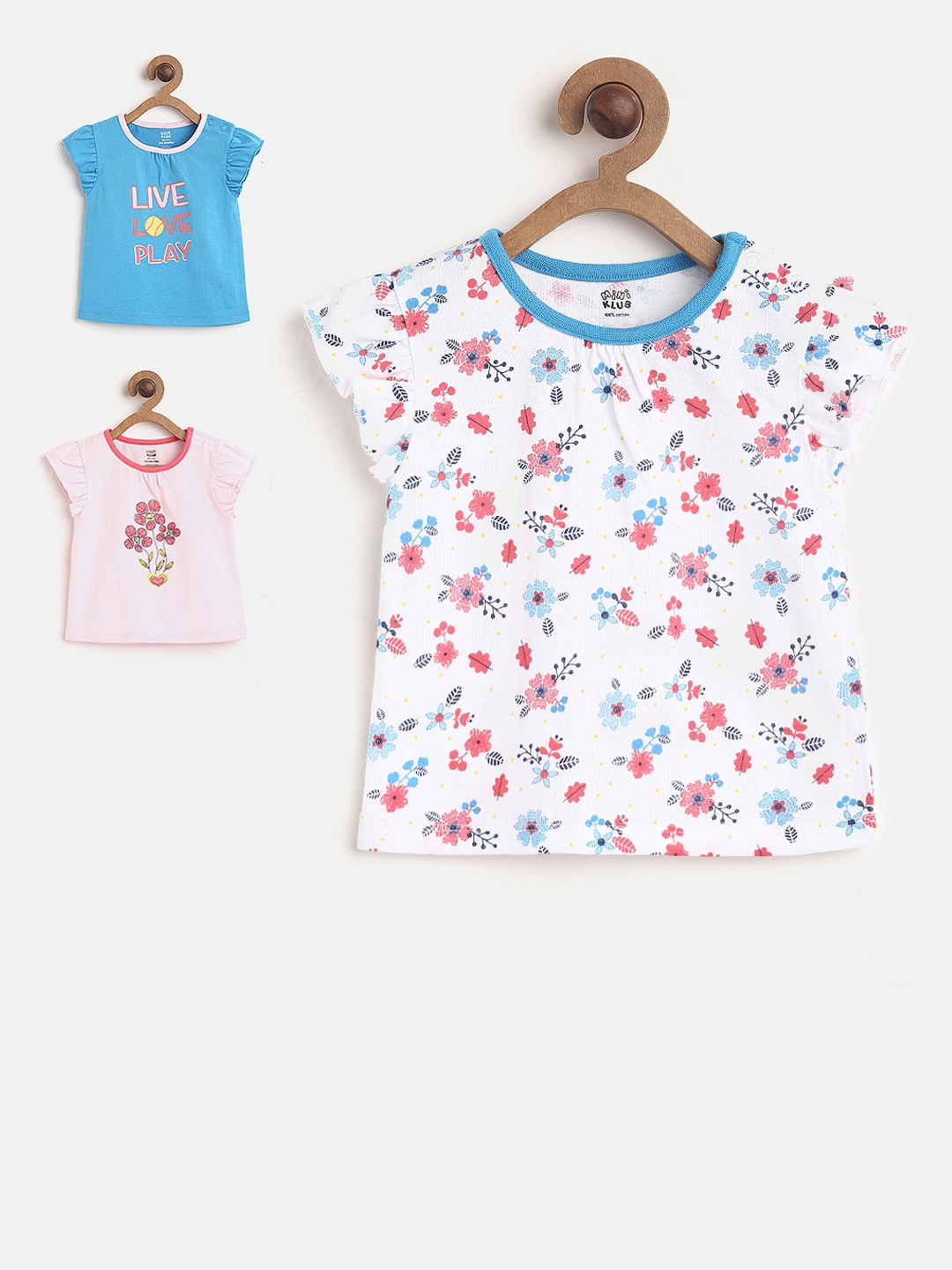 

MINI KLUB KidS Girls Pack of 3 Printed T-Shirts, Pink