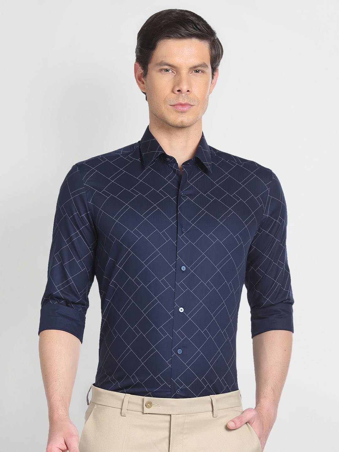 

Arrow New York Geometric Printed Slim Fit Formal Shirt, Blue