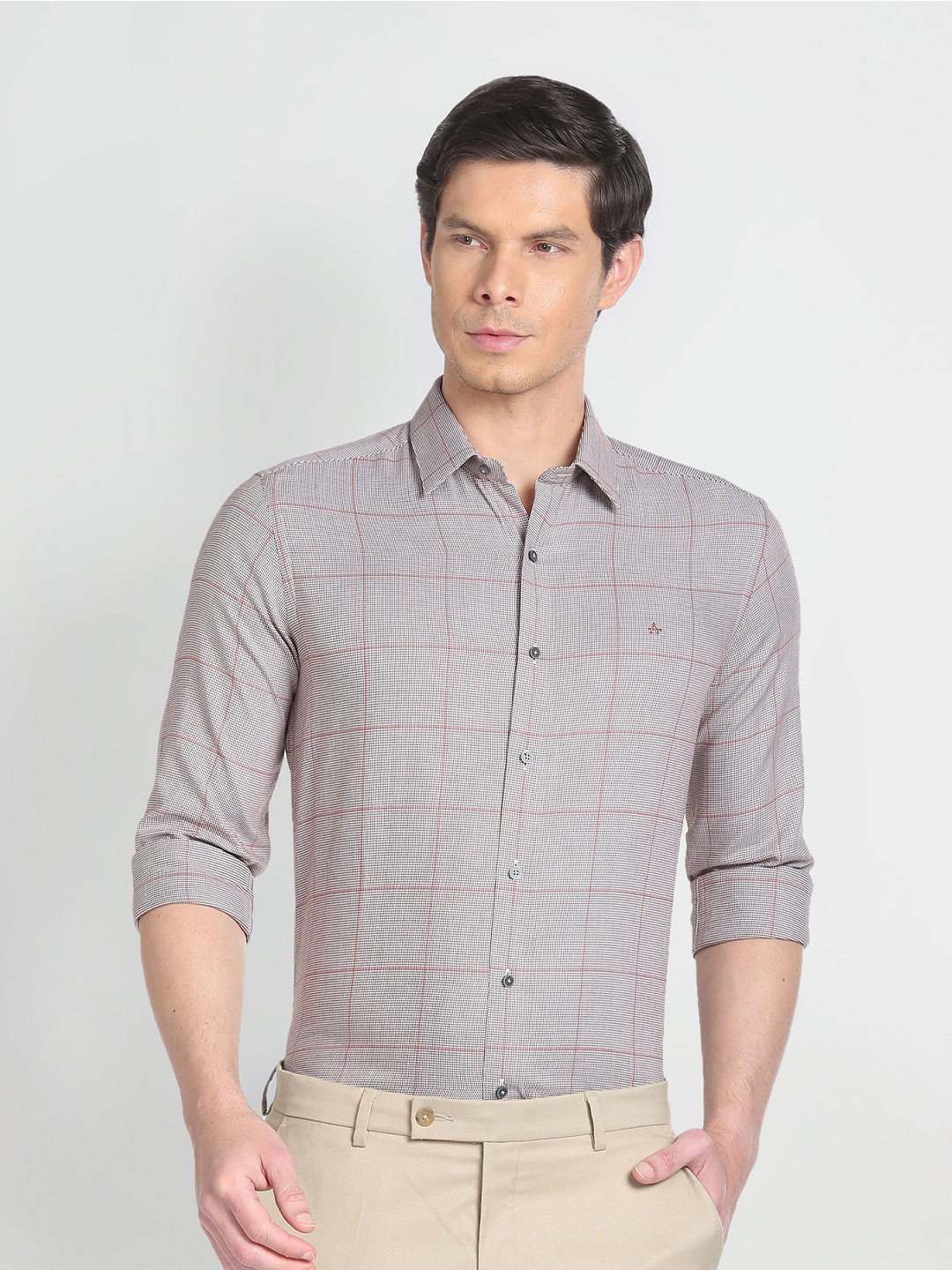 

Arrow New York Ditsy Micro Printed Slim Fit Formal Shirt, Brown
