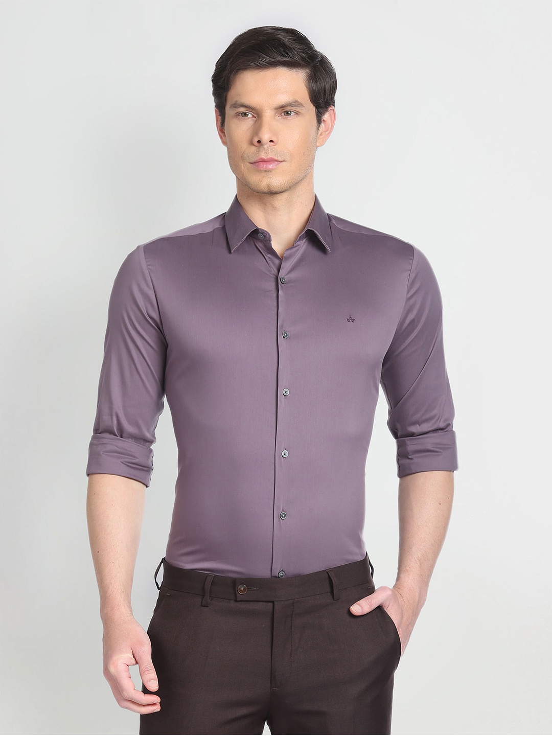 

Arrow New York Super Slim Skinny Fit Spread Collar Formal Shirt, Purple