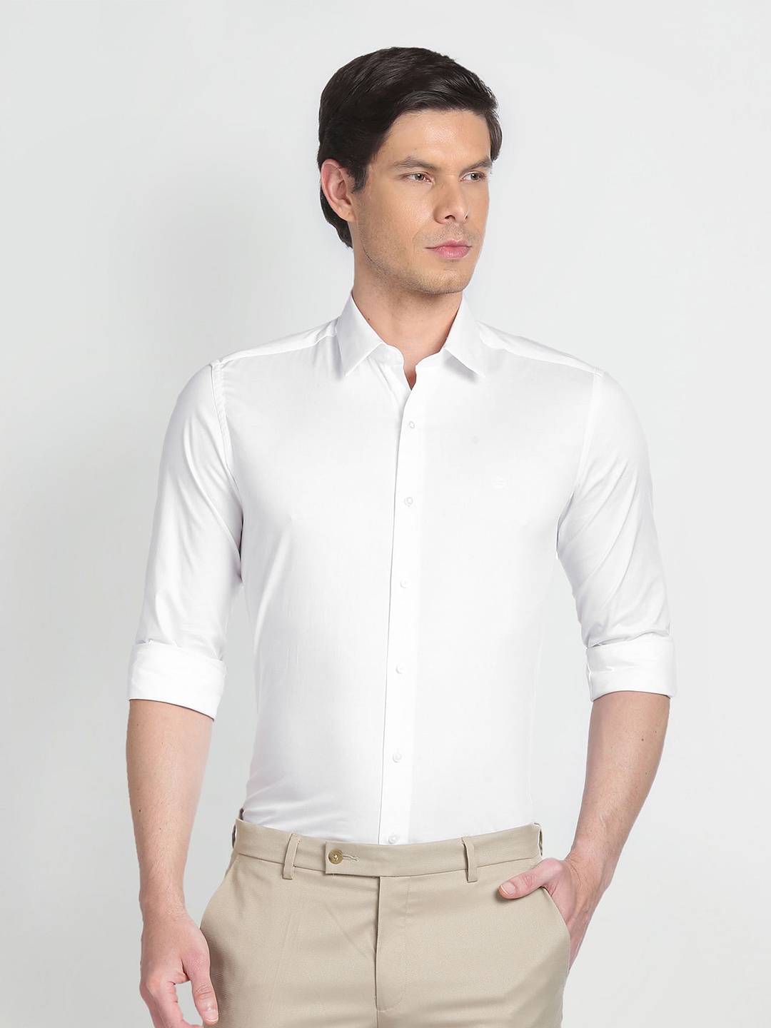 

Arrow New York Slim Fit Spread Collar Twill Formal Shirt, White