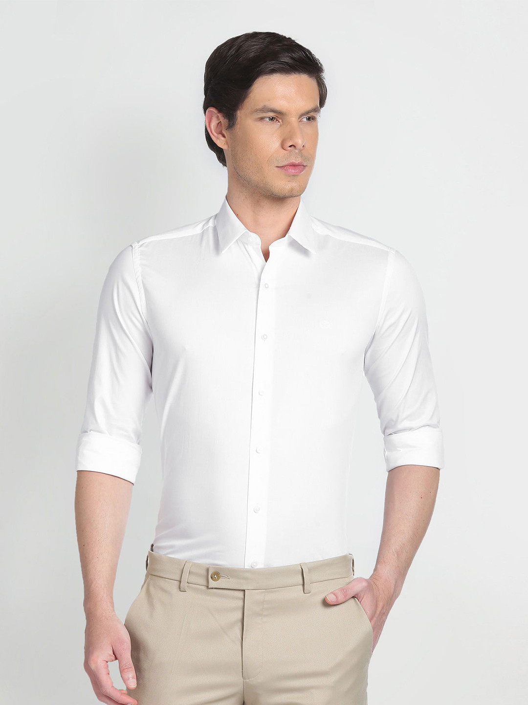 

Arrow New York Slim Fit Spread Collar Twill Formal Shirt, White