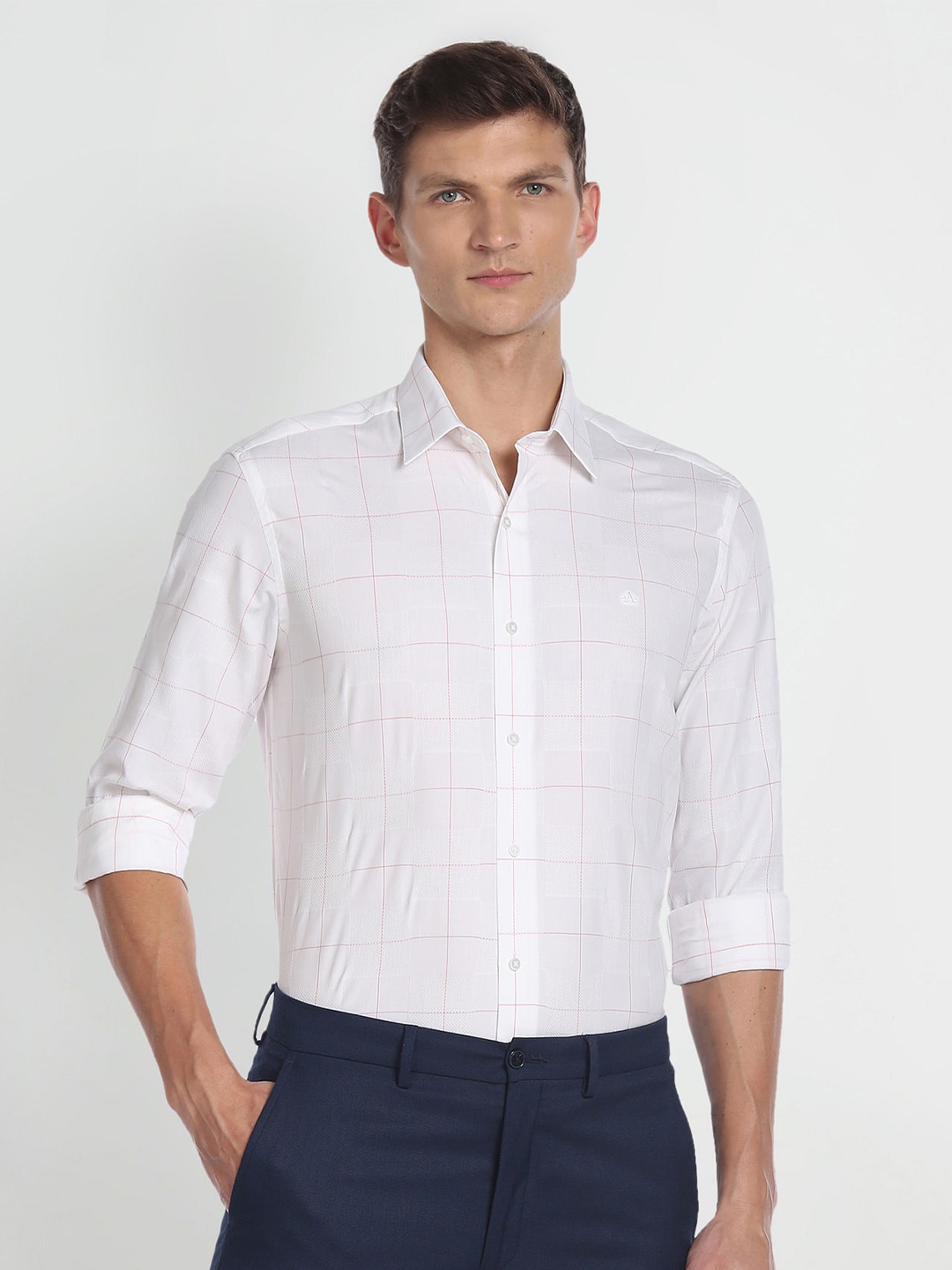 

Arrow New York Checked Slim Fit Classic Cotton Formal Shirt, White