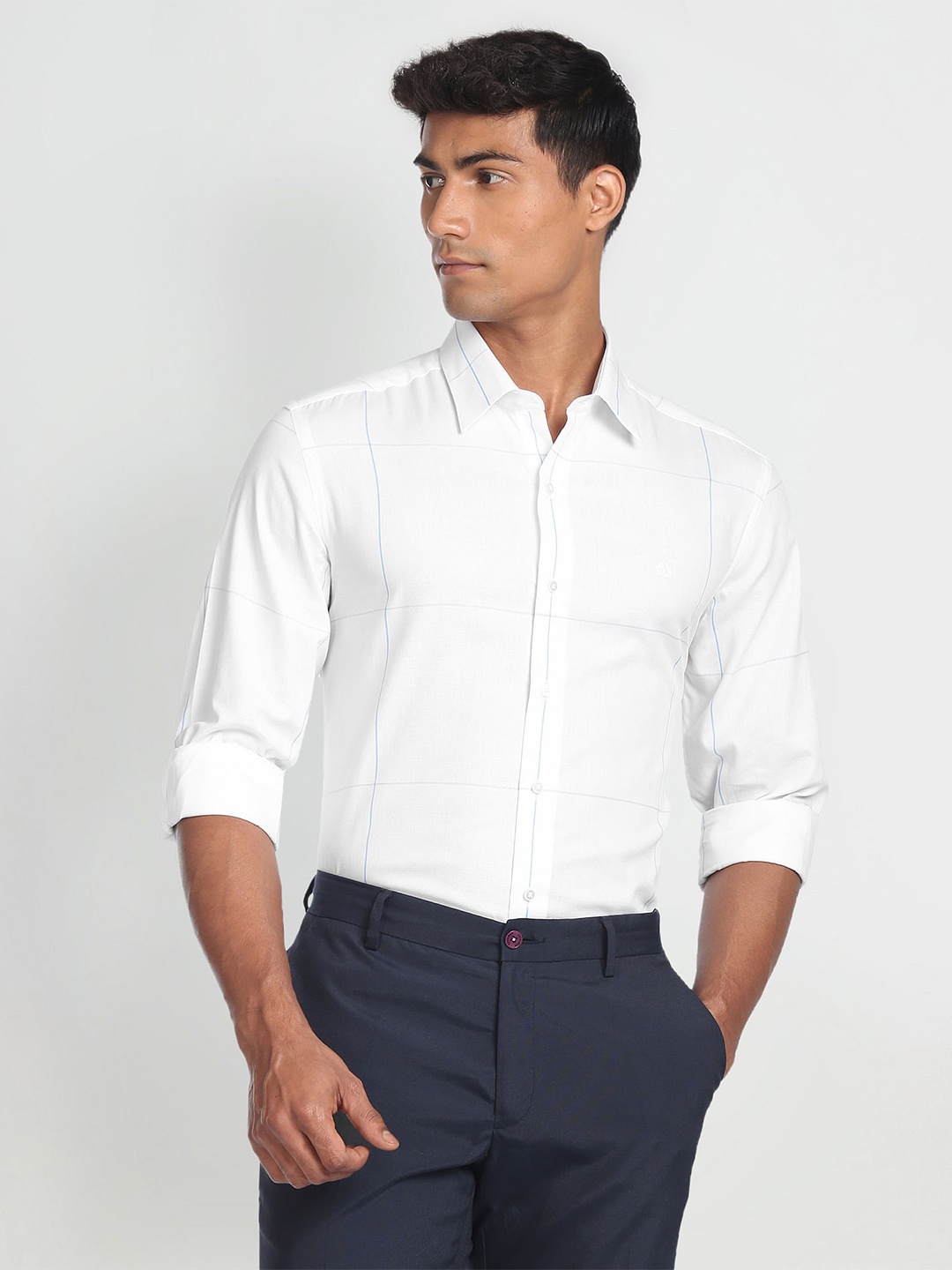 

Arrow New York Checked Slim Fit Classic Cotton Formal Shirt, White