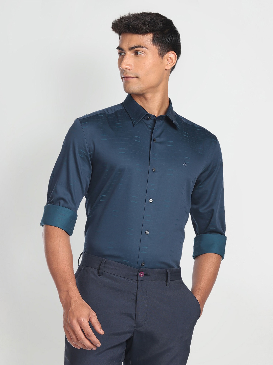 

Arrow New York Striped Slim Fit Classic Cotton Formal Shirt, Blue