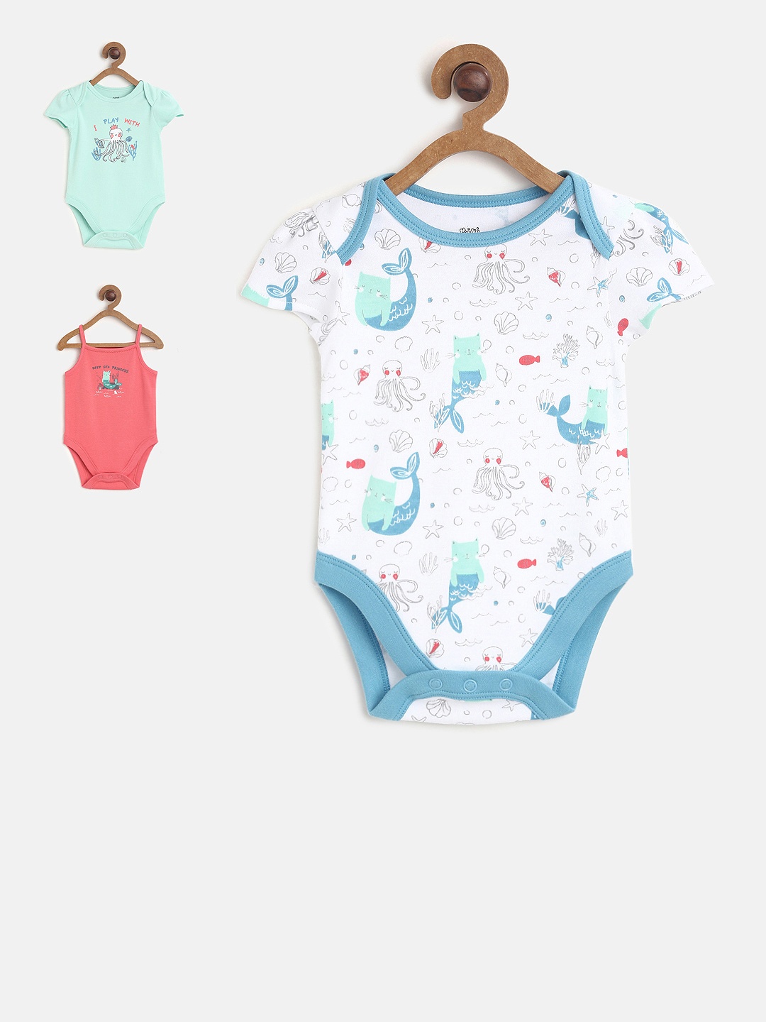 

MINI KLUB Girls Pack of 3 Printed Bodysuits, Pink