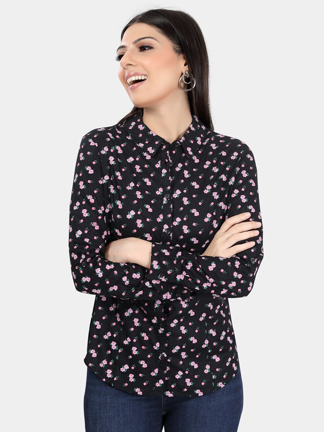 

VASTRADO Floral Printed Casual Shirt, Black