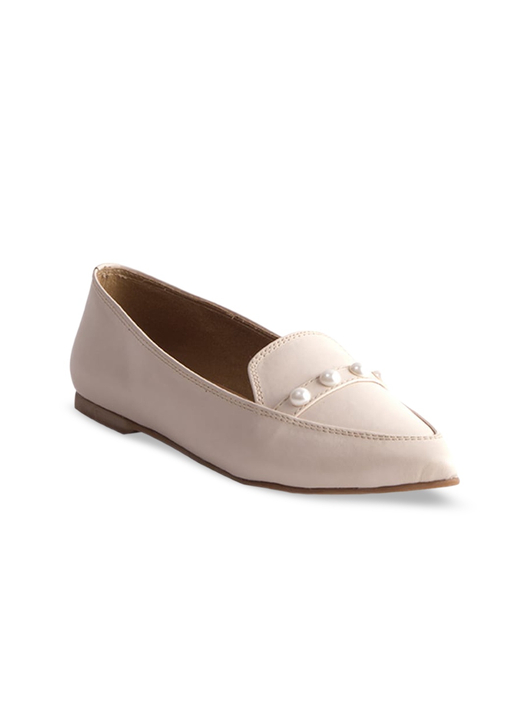 

ERIDANI Marcella Pointed Toe Embellished Ballerinas, Off white